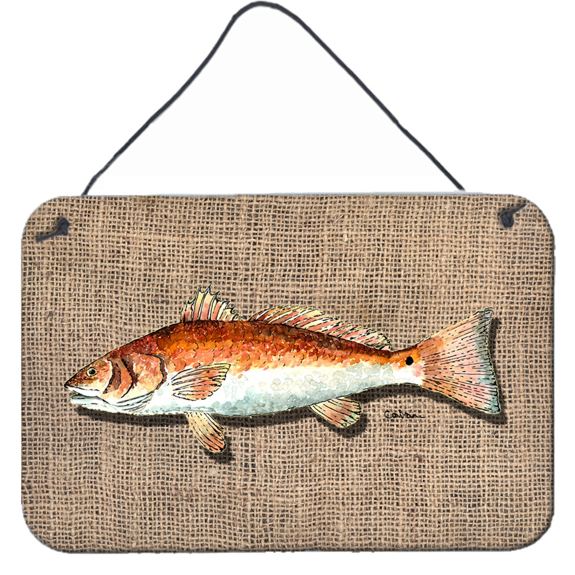 &quotCaroline's Treasures Fish Red Fish Indoor Aluminum Metal Wall or Door Hanging Prints, 8 x 12"", Multicolor"