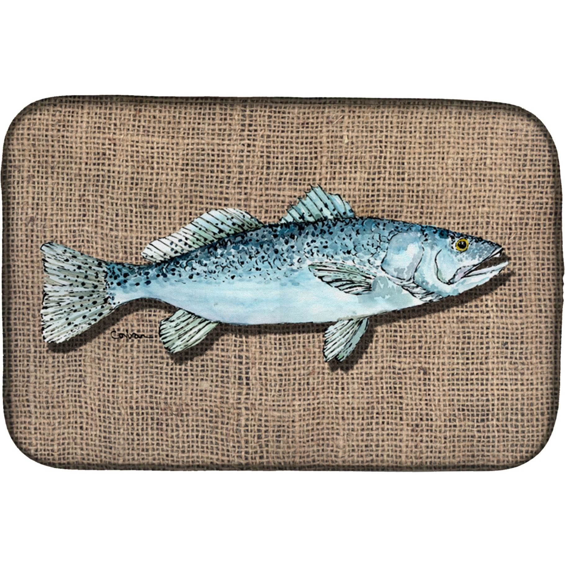 &quotCaroline's Treasures Fish Speckled Trout Dish Drying Mat, 14 x 21, Multicolor"