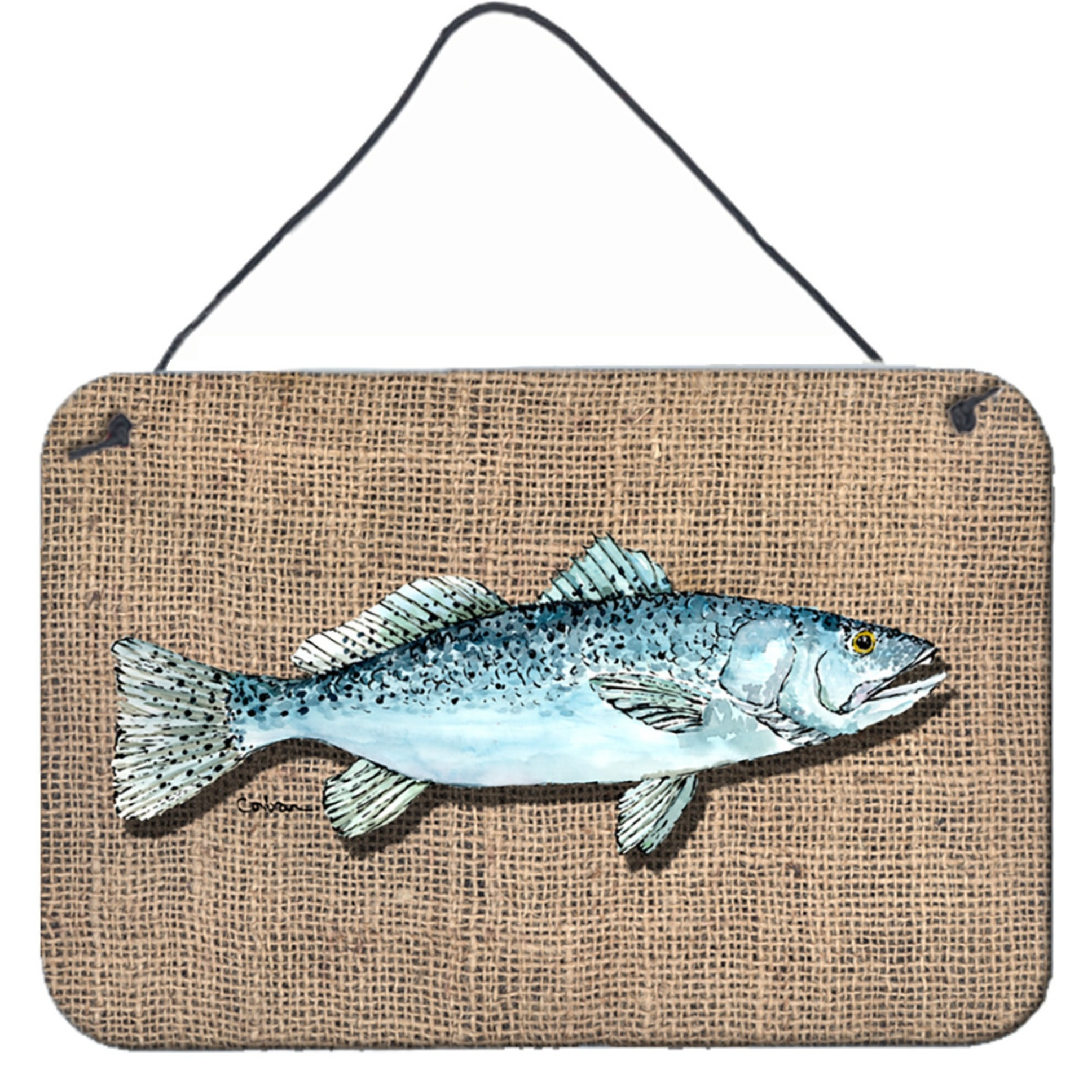 &quotCaroline's Treasures Fish Speckled Trout Indoor Aluminum Metal Wall or Door Hanging Prints, 8 x 12"", Multicolor"