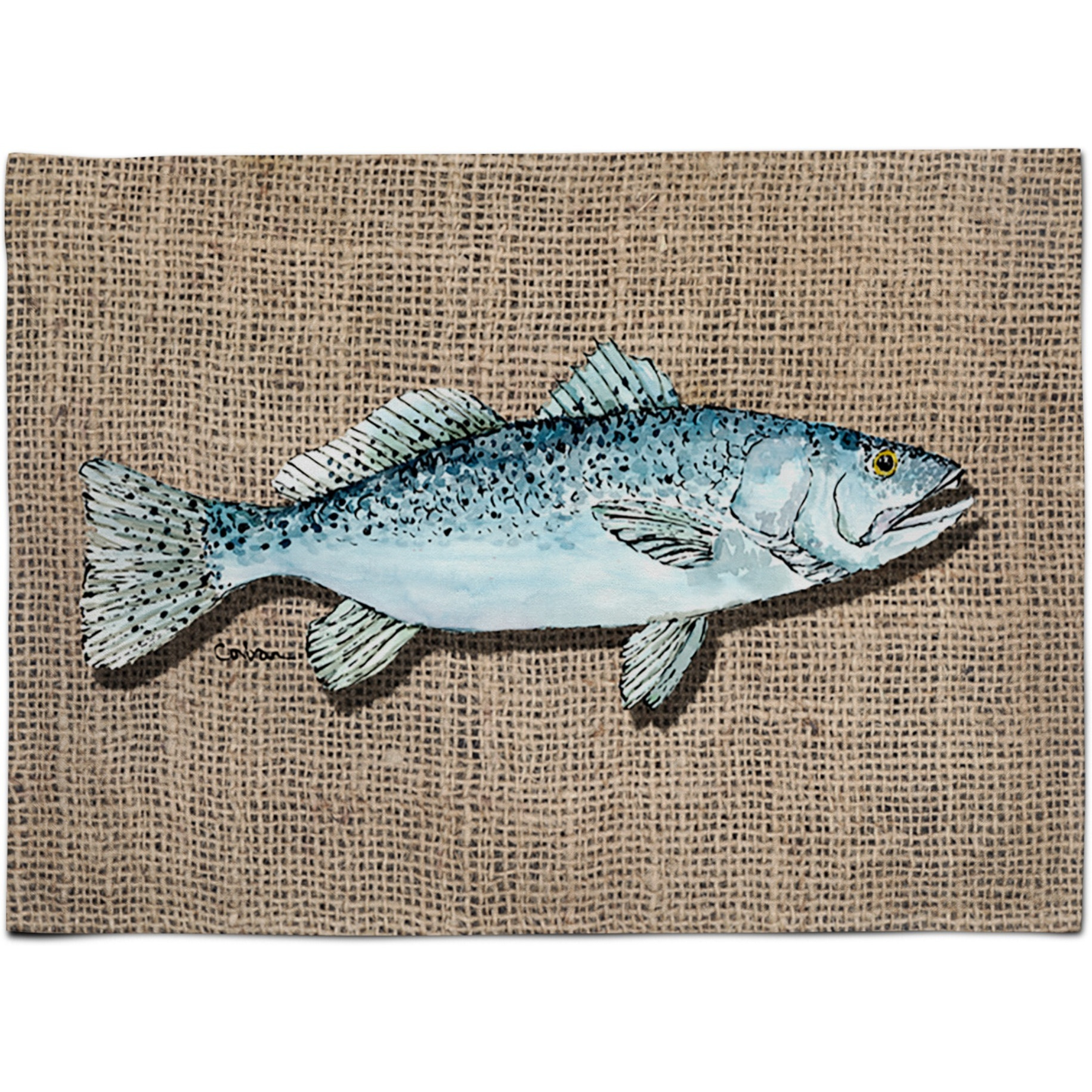 &quotCaroline's Treasures 8737PLMT Fish Speckled Trout Fabric Placemat, Multicolor"