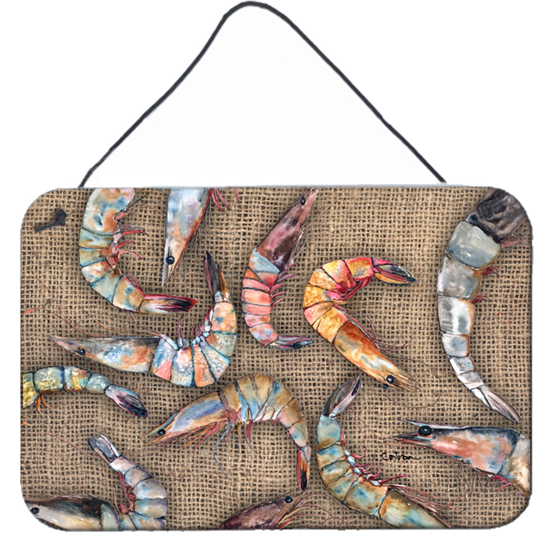 &quotCaroline's Treasures 8738DS812 Shrimp Indoor Aluminum Metal Wall or Door Hanging Prints, 8 x 12"", Multicolor"