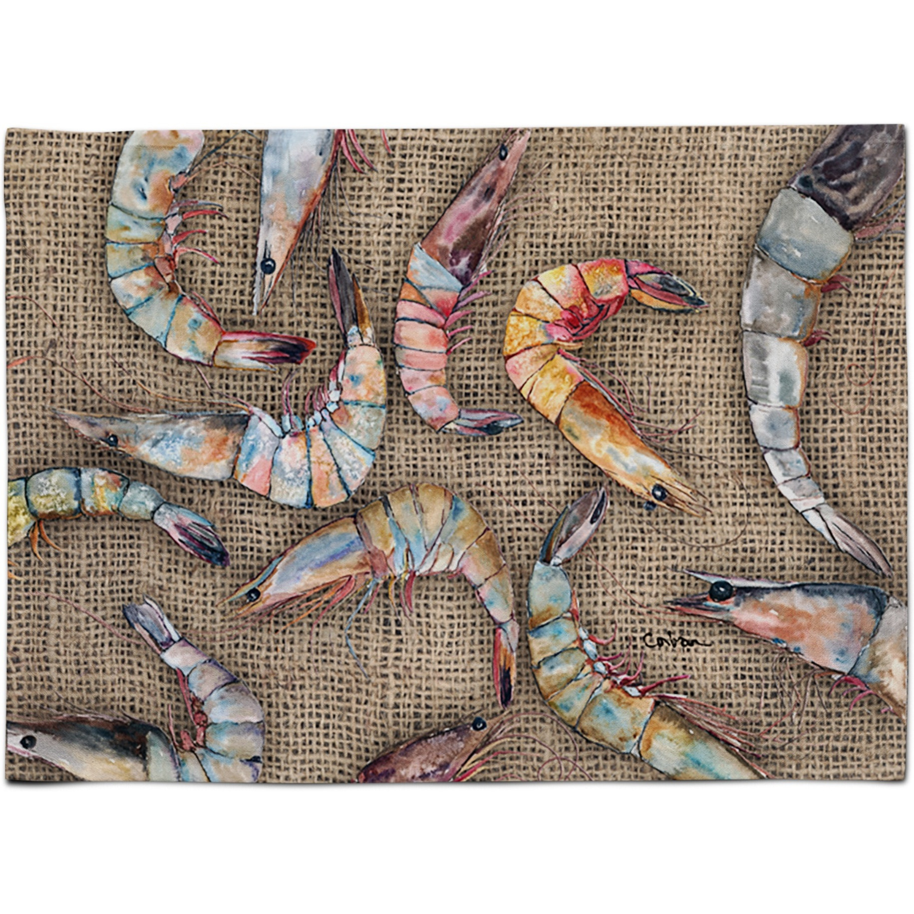 &quotCaroline's Treasures 8738PLMT Shrimp Fabric Placemat, Multicolor"