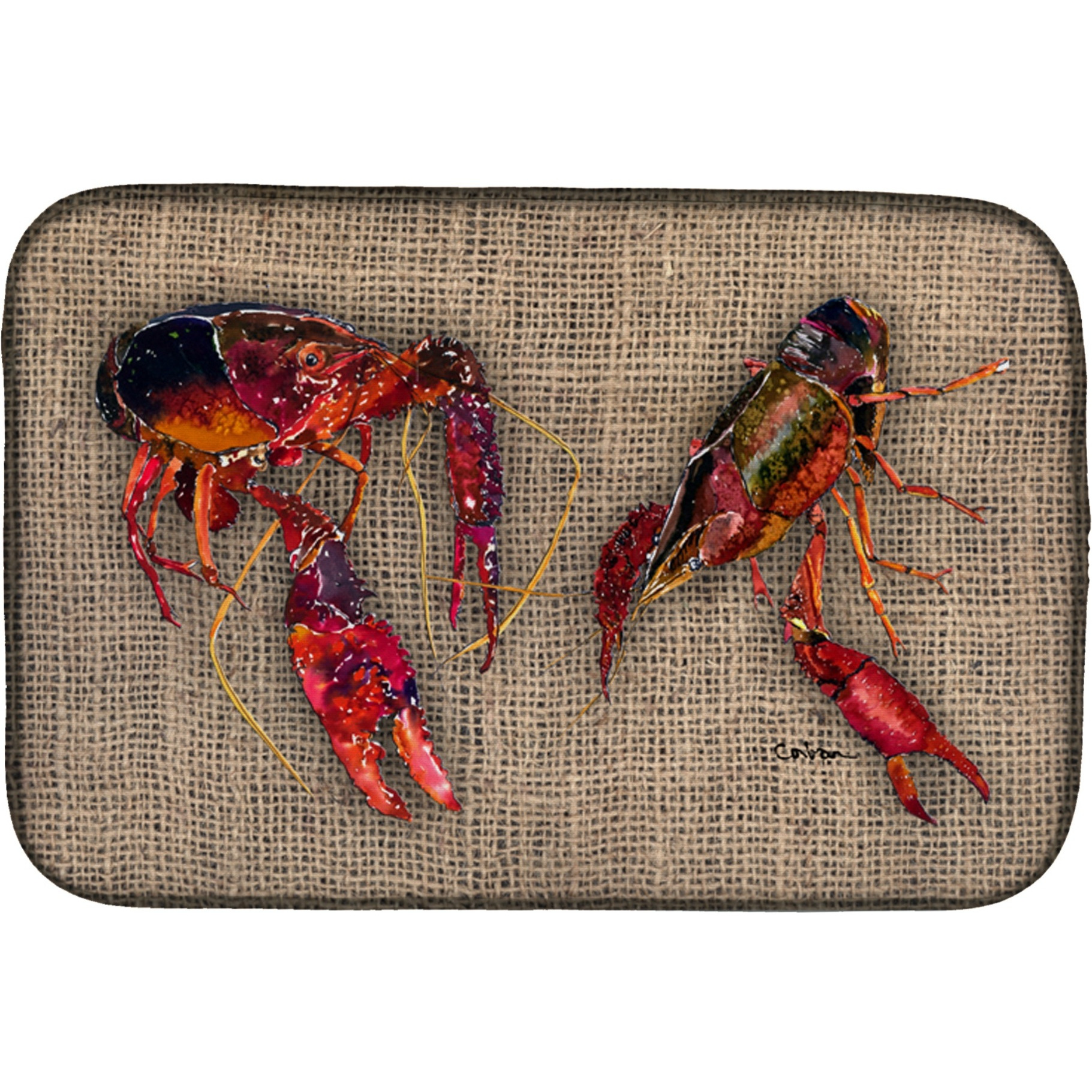 &quotCaroline's Treasures Crawfish Dish Drying Mat, 14"" x 21"", Multicolor"