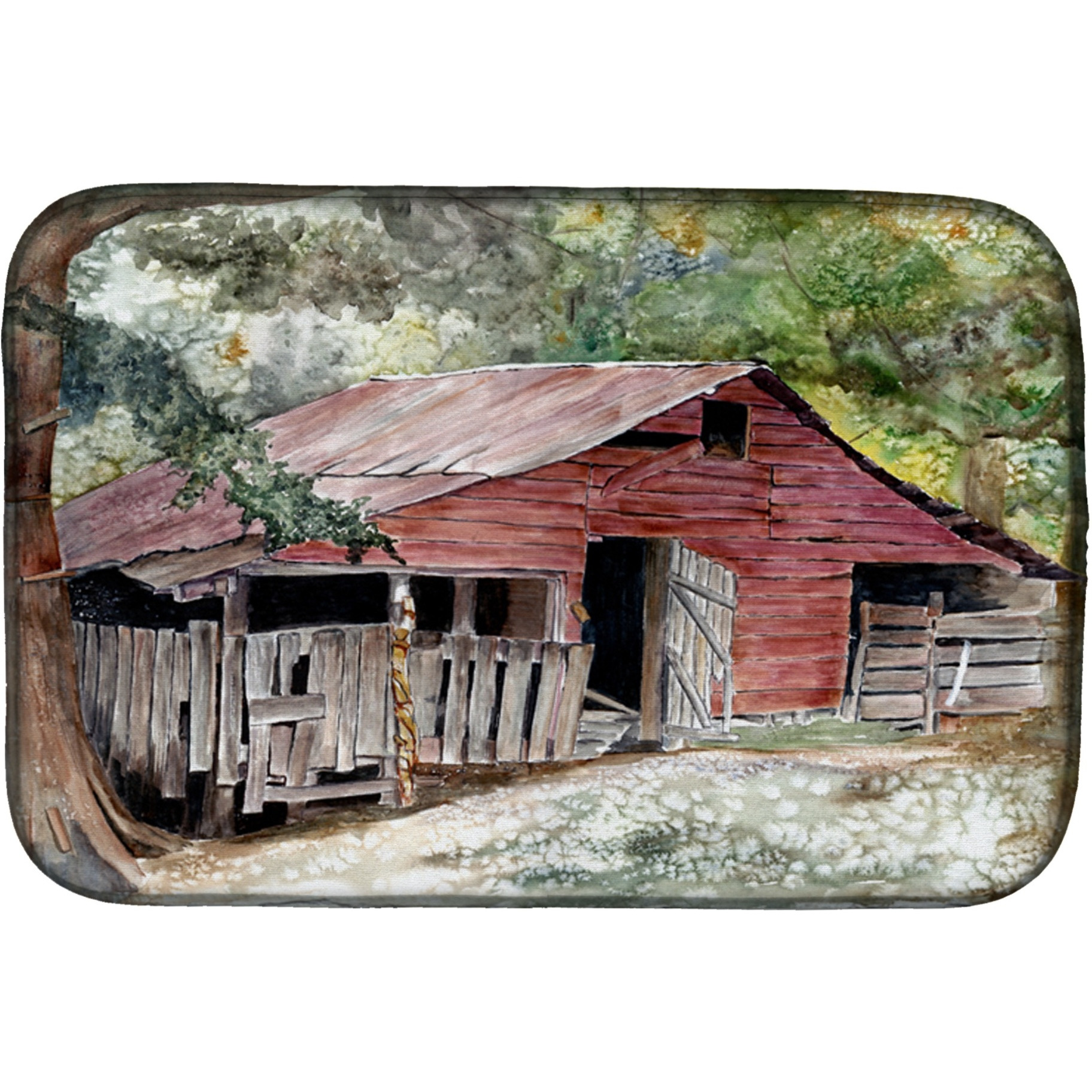 &quotCaroline's Treasures Old Barn Dish Drying Mat, 14"" x 21"", Multicolor"