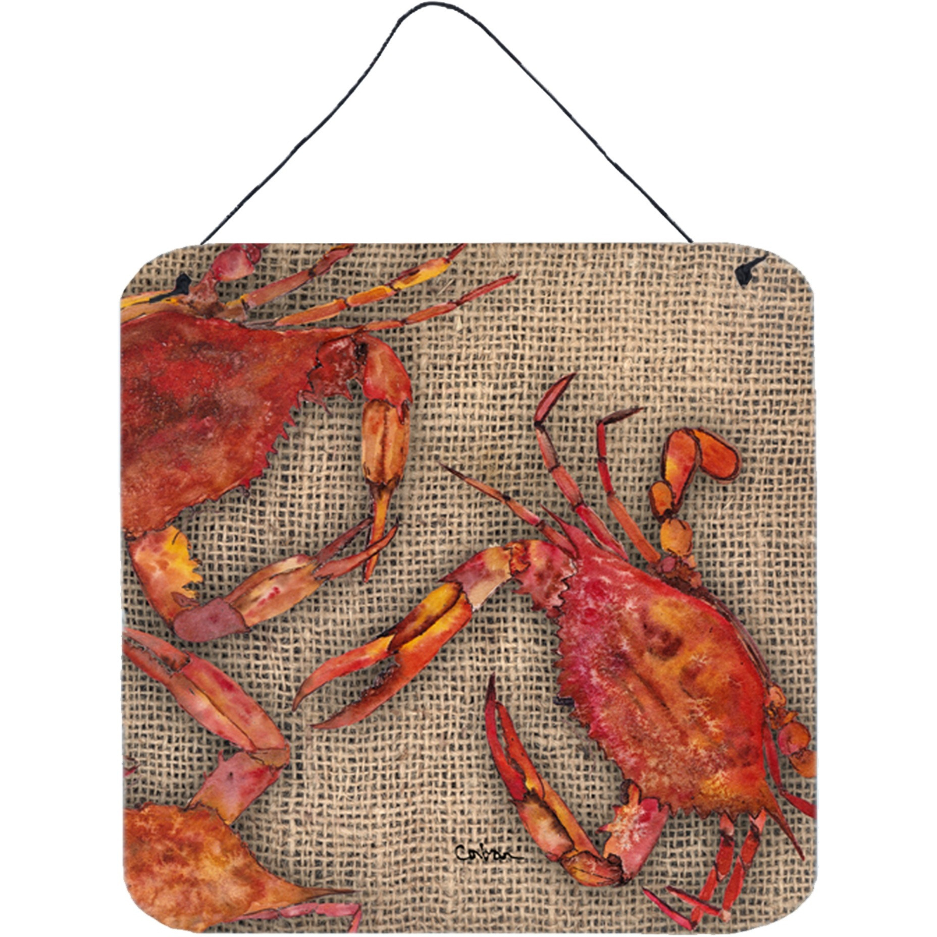 &quotCaroline's Treasures 8742DS66 Crab Aluminum Metal Wall or Door Hanging Prints, 6 x 6"", Multicolor"