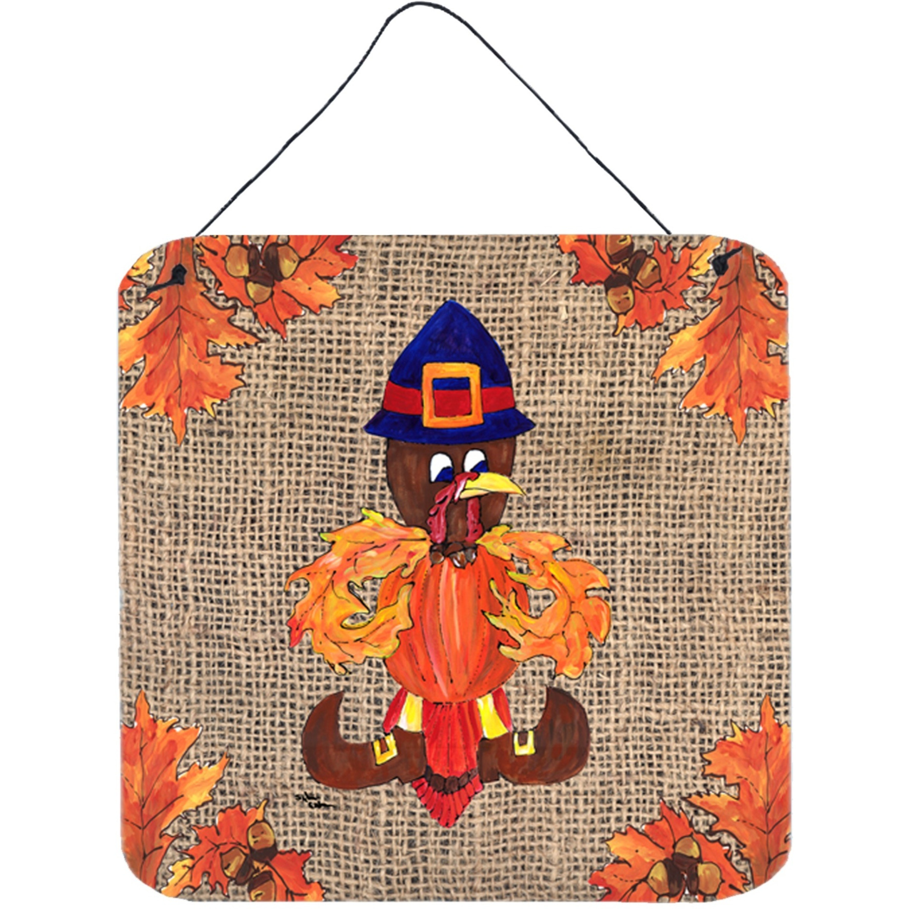 &quotCaroline's Treasures Thanksgiving Turkey Pilgrim Fleur De Lis Wall or Door Hanging Prints, 6 x 6"", Multicolor"