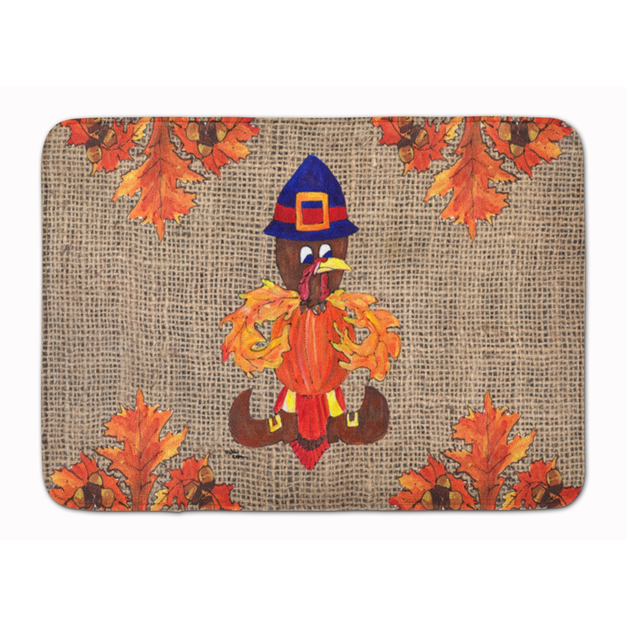 &quotCaroline's Treasures Thanksgiving Turkey Pilgram Fleurdelis Floor Mat, 19"" x 27"", Multicolor"