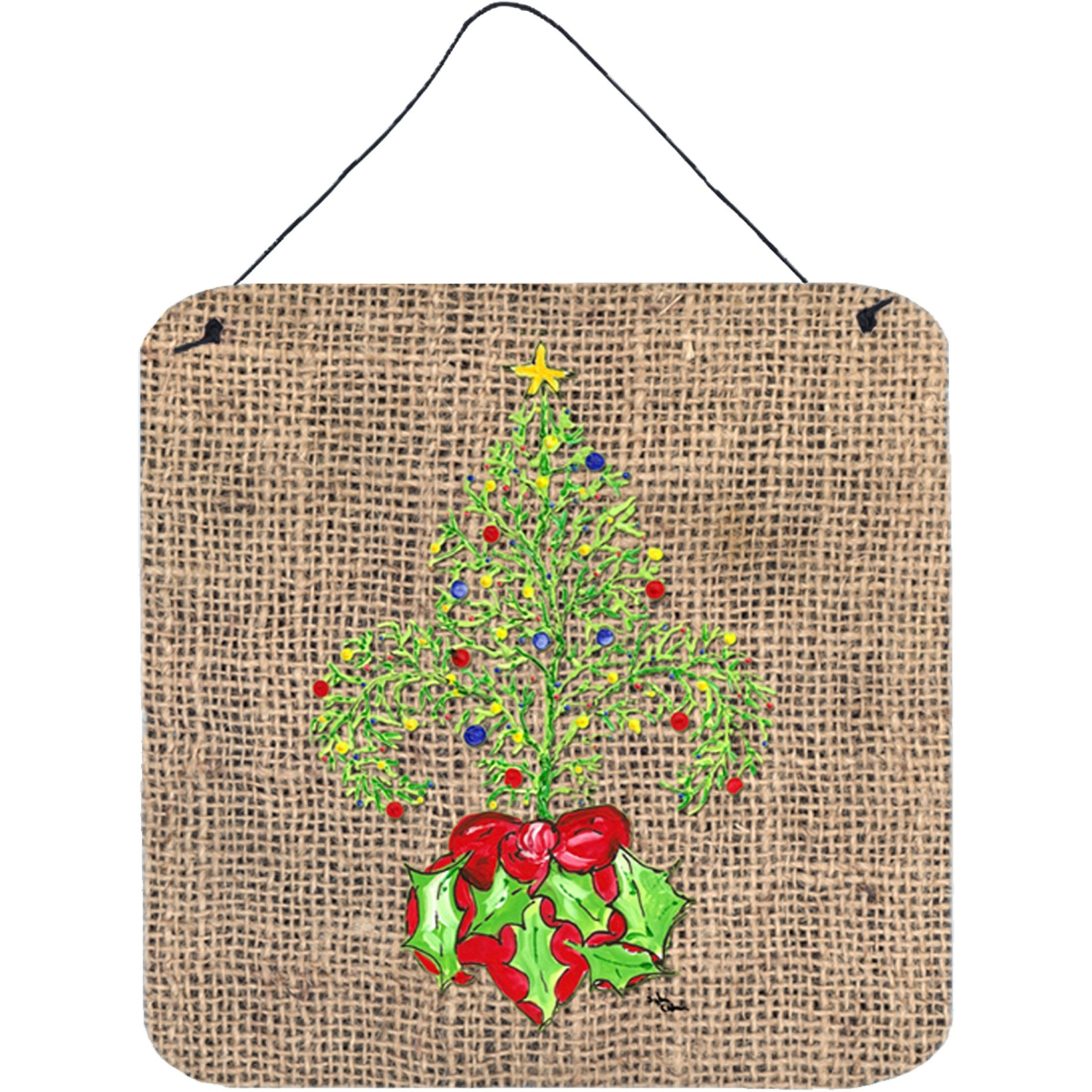 &quotCaroline's Treasures Christmas Tree Fleur De Lis Aluminum Metal Wall or Door Hanging Prints, 6 x 6"", Multicolor"
