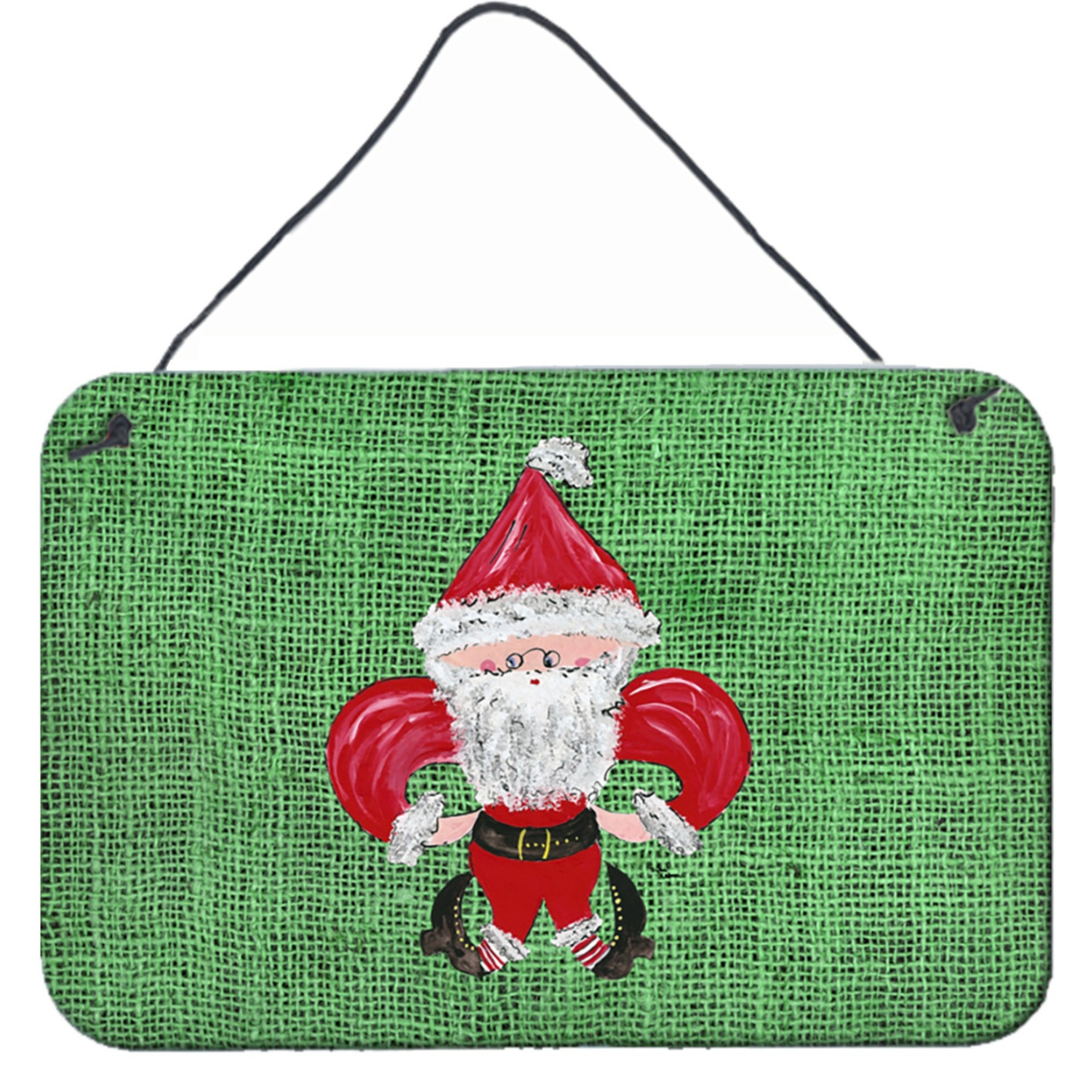 &quotCaroline's Treasures Christmas Santa Fleur De Lis Indoor Aluminum Metal Wall or Door Hanging Prints, 8 x 12"", Multicolor"