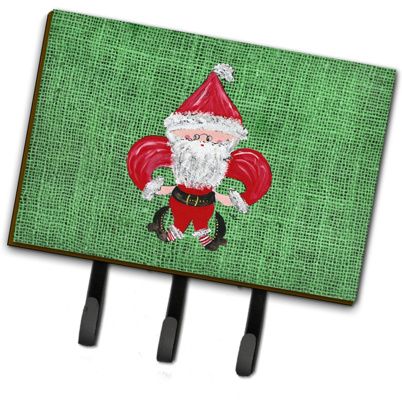 &quotCaroline's Treasures 8746TH68 Christmas Santa Fleur De Lis Leash Holder or Key Hook, Large, Multicolor"