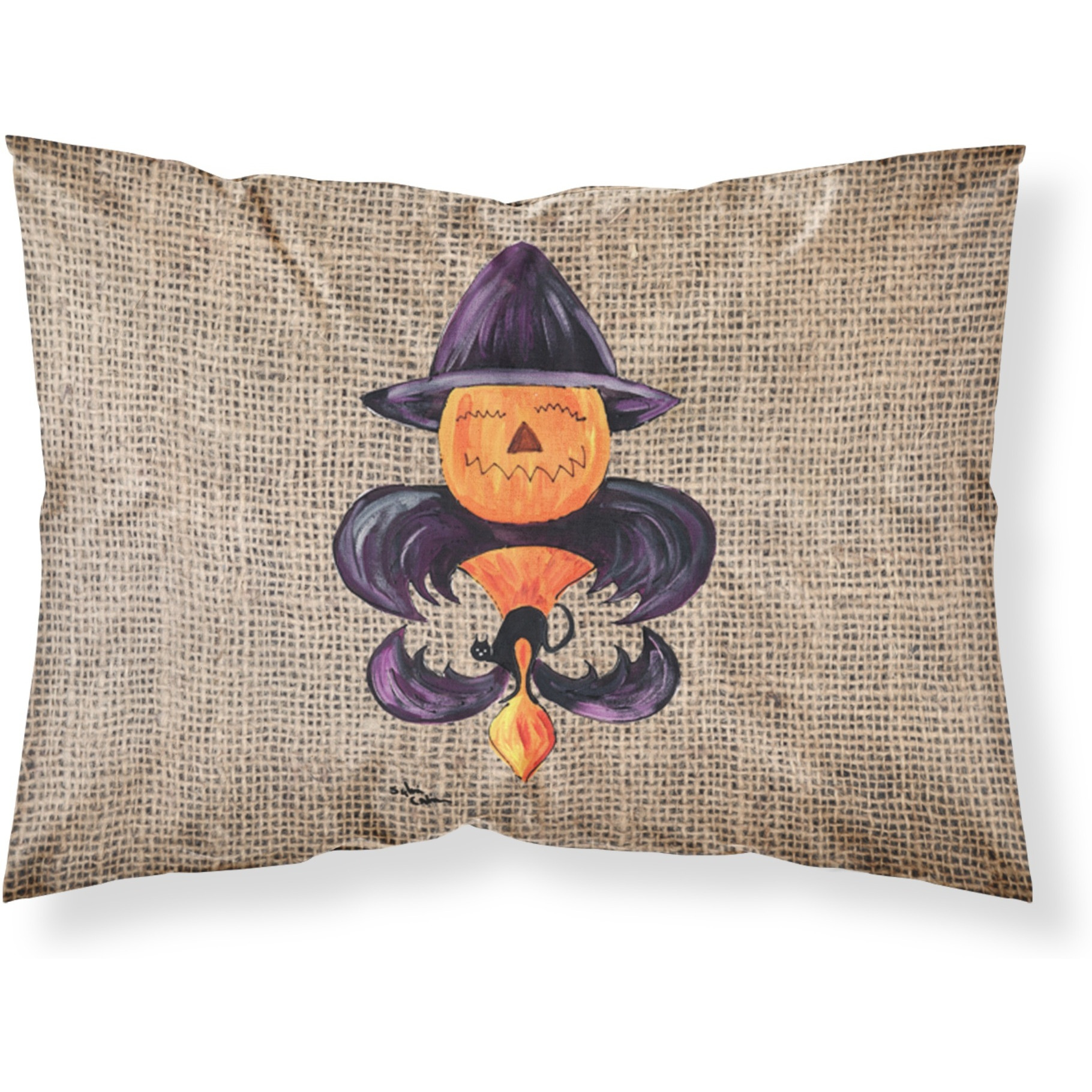 &quotCaroline's Treasures 8748PILLOWCASE Halloween Pumpkin Bat Fleur De Lis Moisture Wicking Fabric Standard Pillowcase, Large, Multicolor"