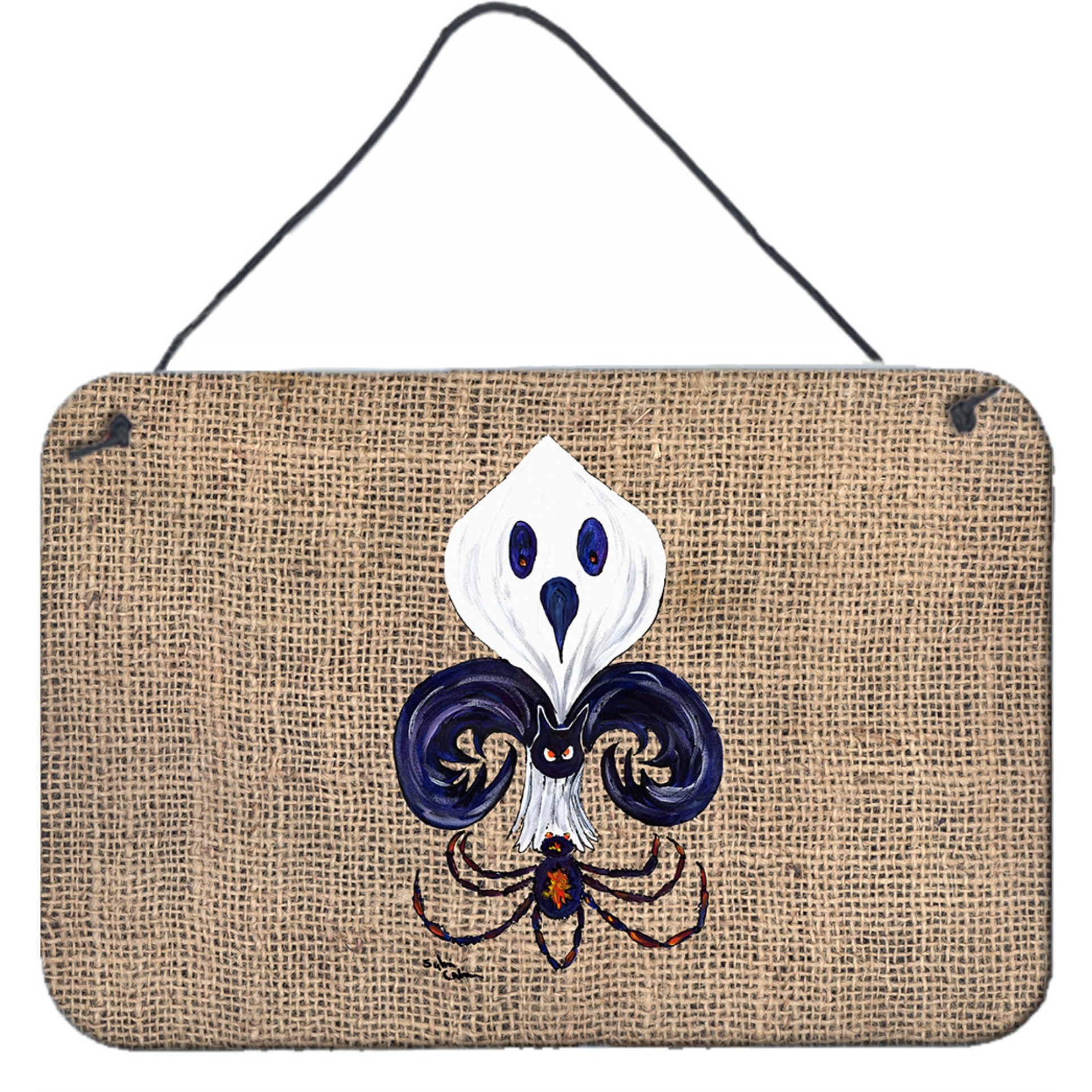 &quotCaroline's Treasures Halloween Ghost Spider Bat Fleur De Lis Indoor Wall or Door Hanging Prints, 8 x 12"", Multicolor"