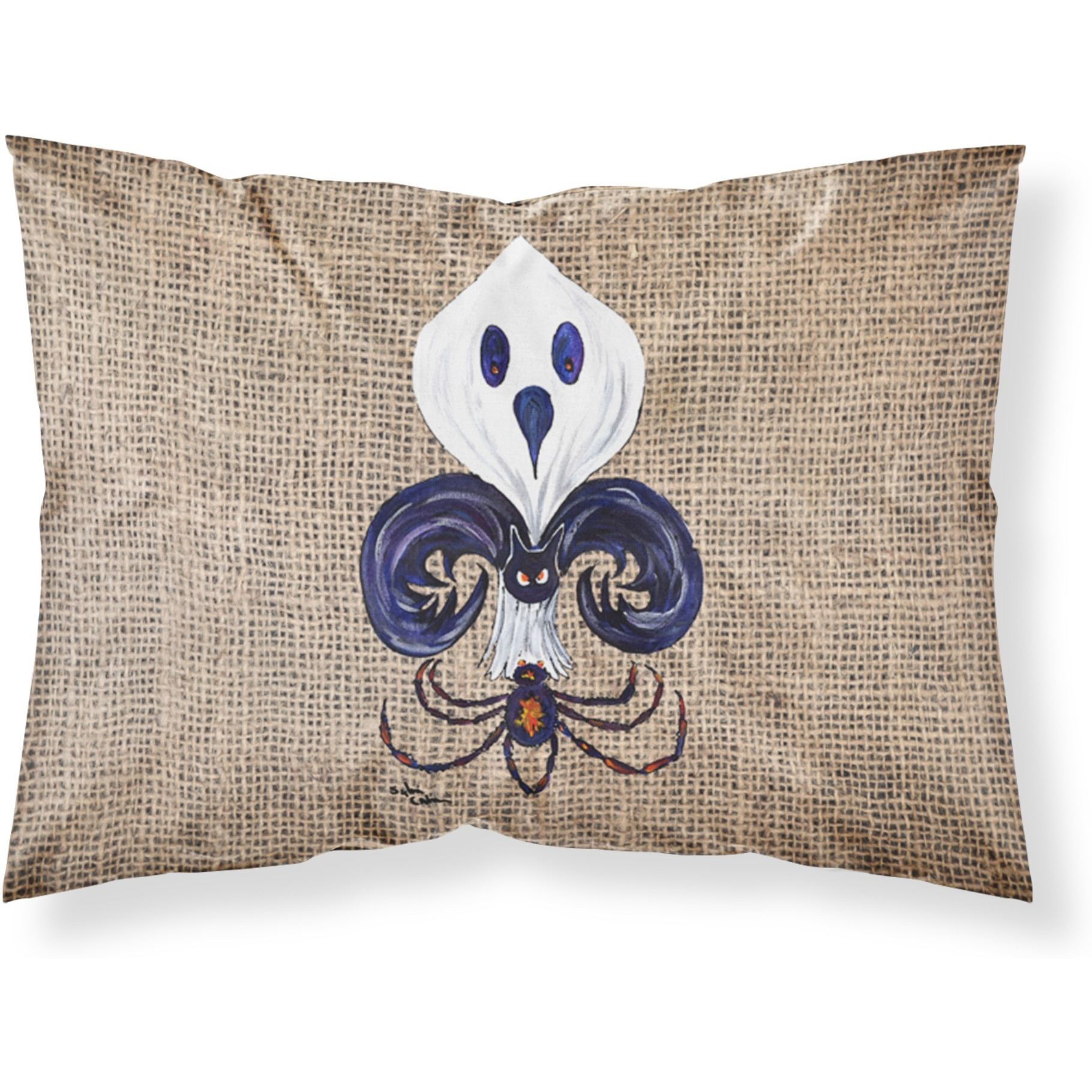 &quotCaroline's Treasures 8749PILLOWCASE Halloween Ghost Spider Bat Fleur De Lis Wicking Fabric Standard Pillowcase, Large, Multicolor"
