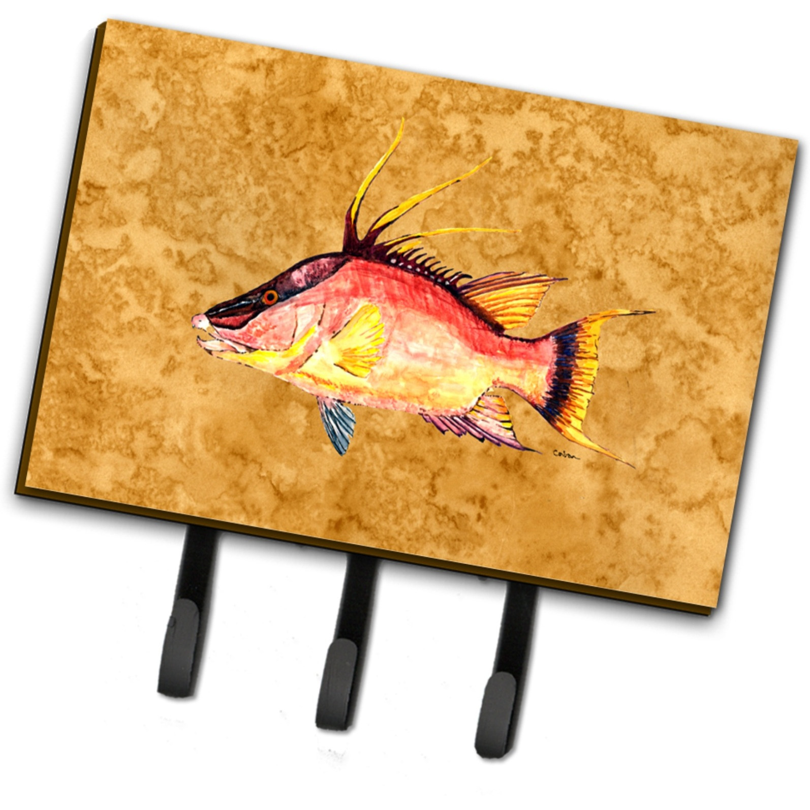&quotCaroline's Treasures 8751TH68 Hog Snapper On Gold Leash or Key Holder, Large, Multicolor"