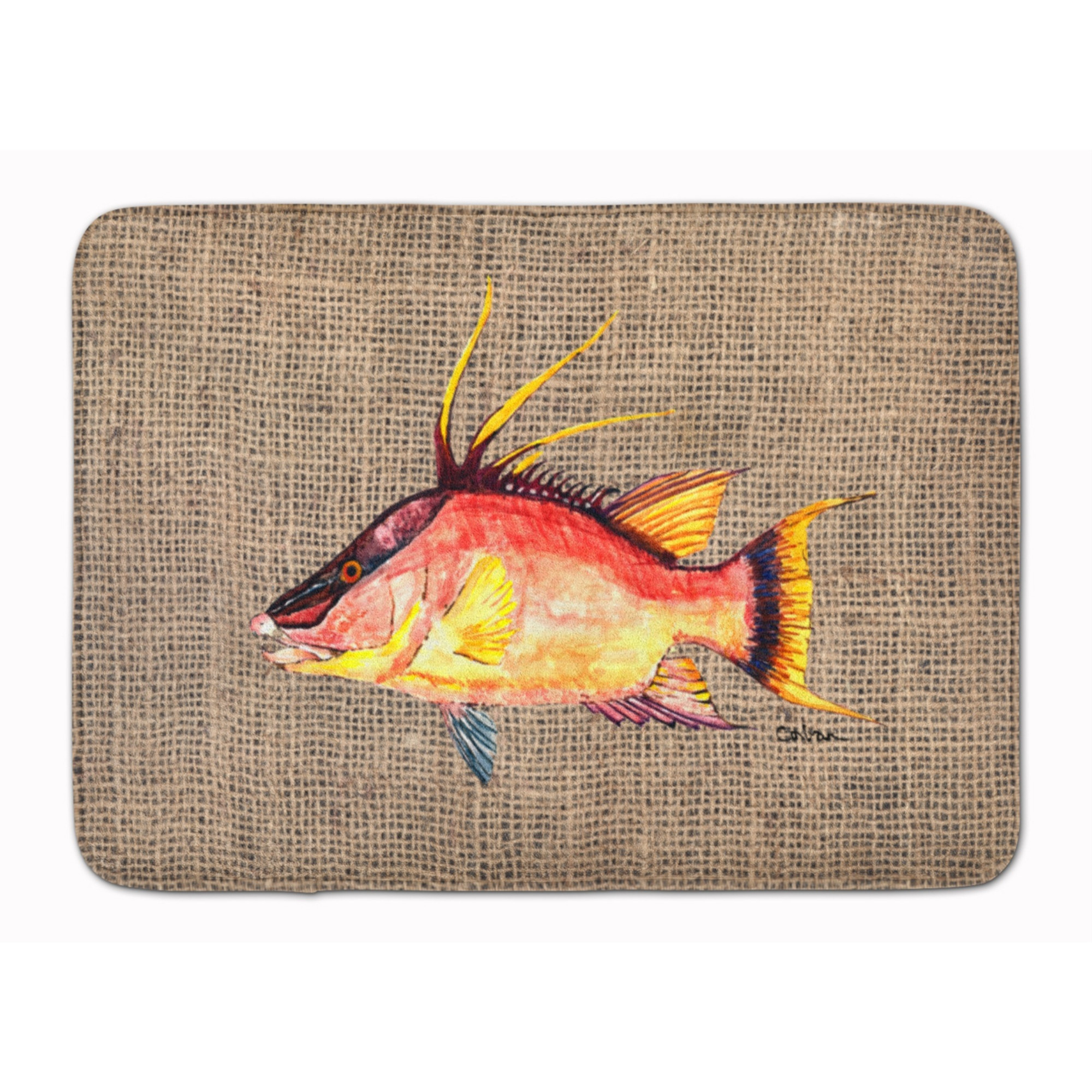 &quotCaroline's Treasures Hog Snapper on Faux Burlap Floor Mat, 19"" x 27"", Multicolor"