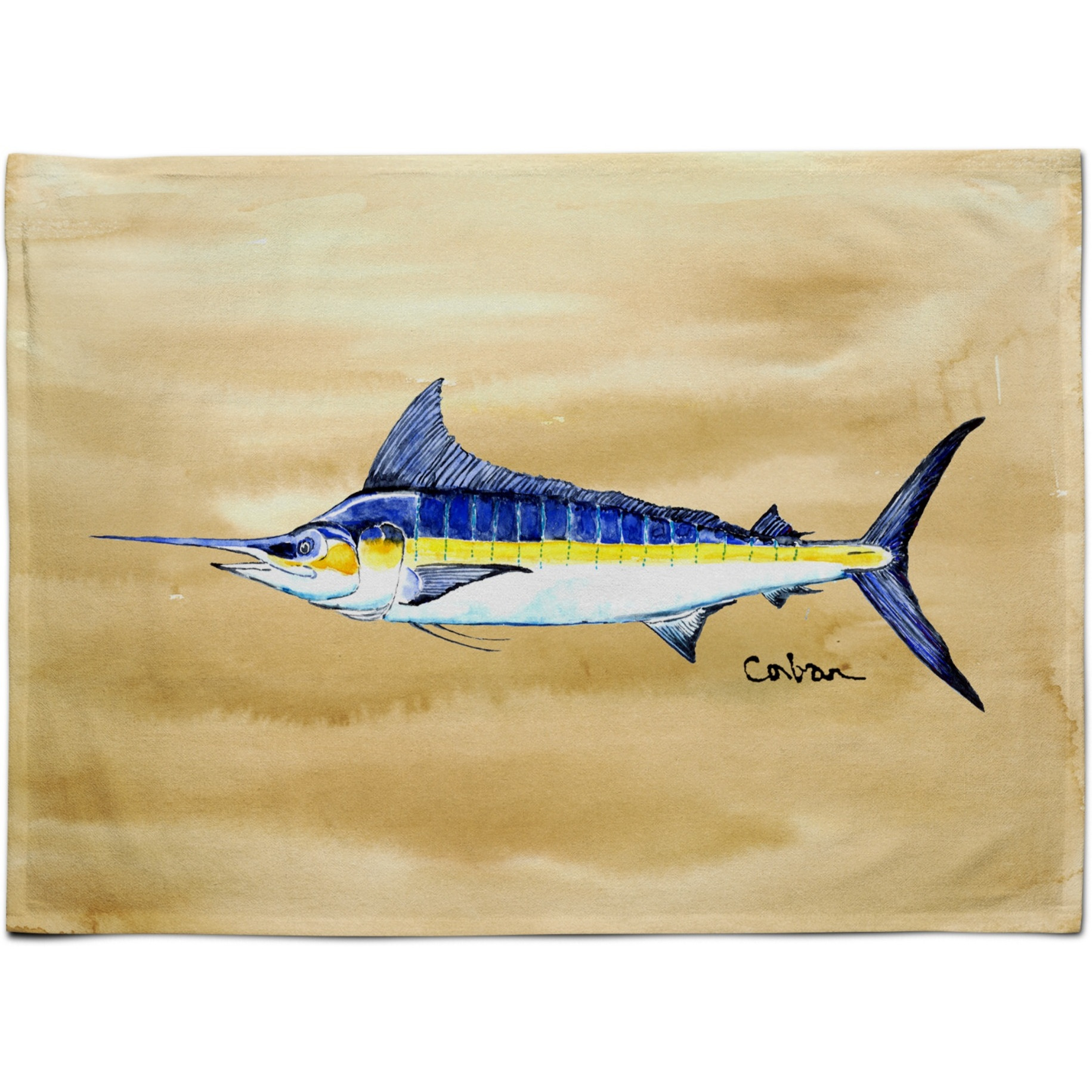 &quotCaroline's Treasures 8754PLMT Swordfish On Sandy Beach Fabric Placemat, Multicolor"