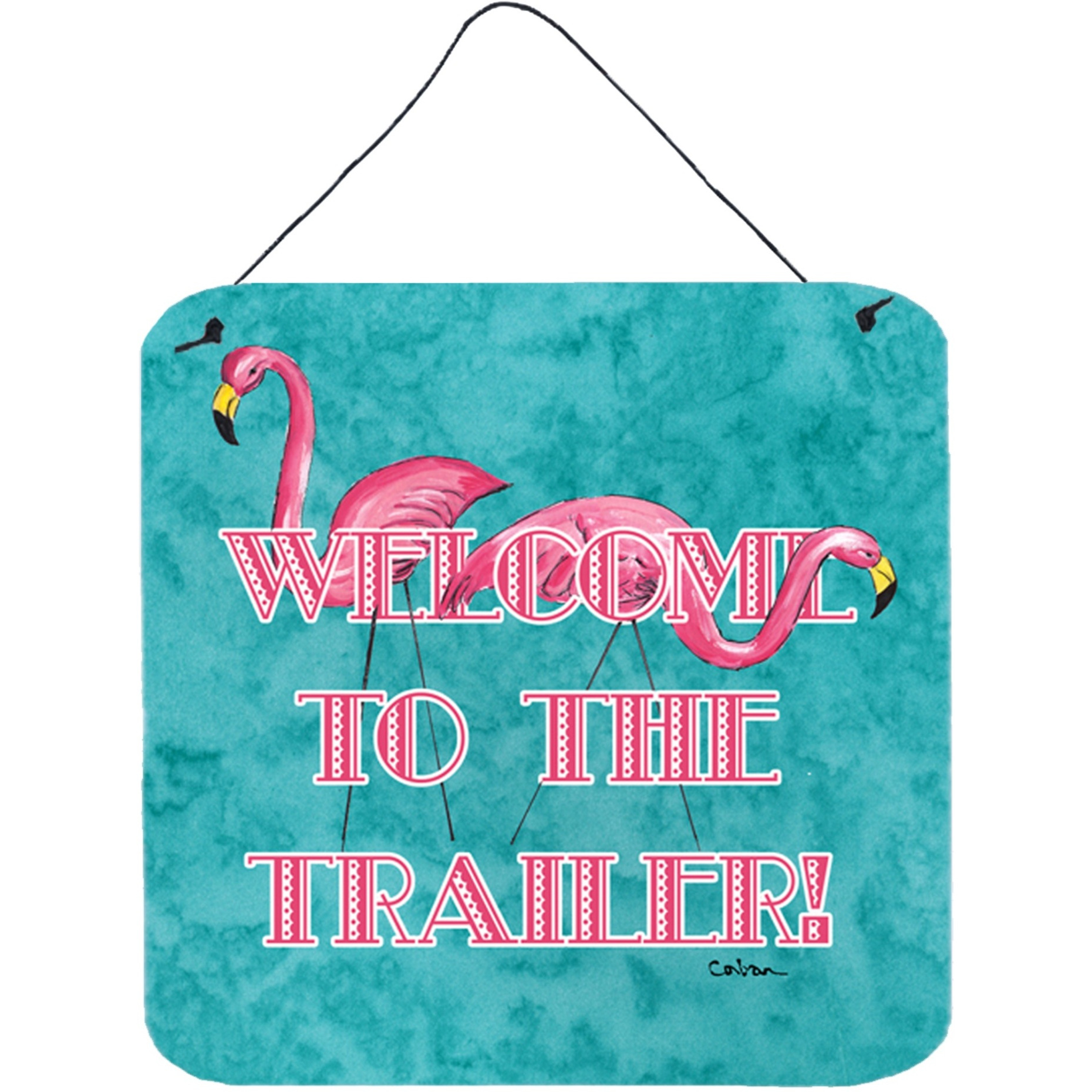 &quotCaroline's Treasures Welcome to the Trailer Aluminium Metal Door Hanging Prints wall-decor, 6 x 6, Multicolor"