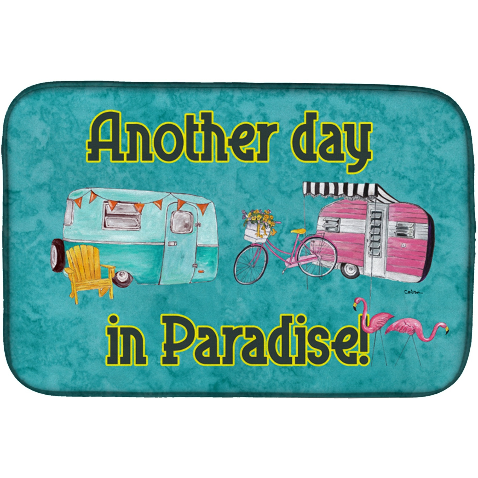 &quotCaroline's Treasures Another Day In Paradise Dish Drying Mat, 14"" x 21"", Multicolor"