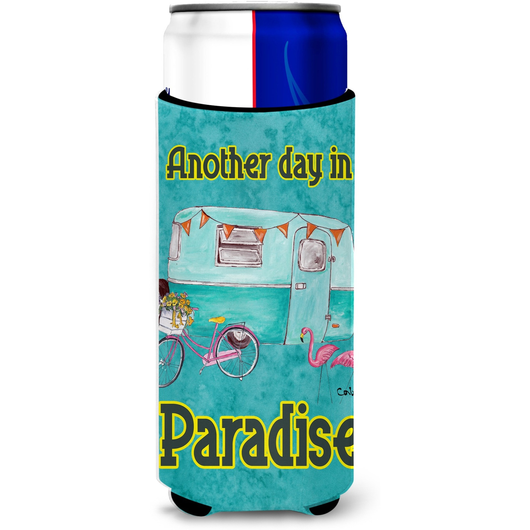 Another Day in Paradise Retro Glamping Trailer Ultra Beverage Insulators for slim cans 8758MUK