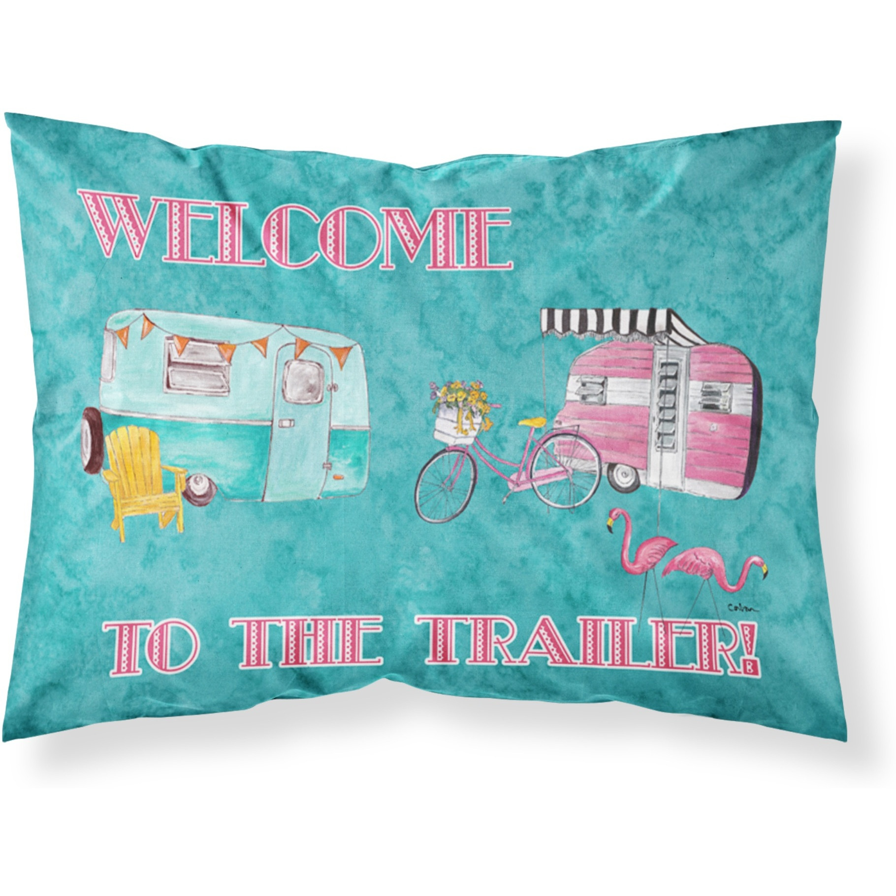 &quotCaroline's Treasures 8760PILLOWCASE Welcome To The Trailer Moisture Wicking Fabric Standard Pillowcase, Large, Multicolor"