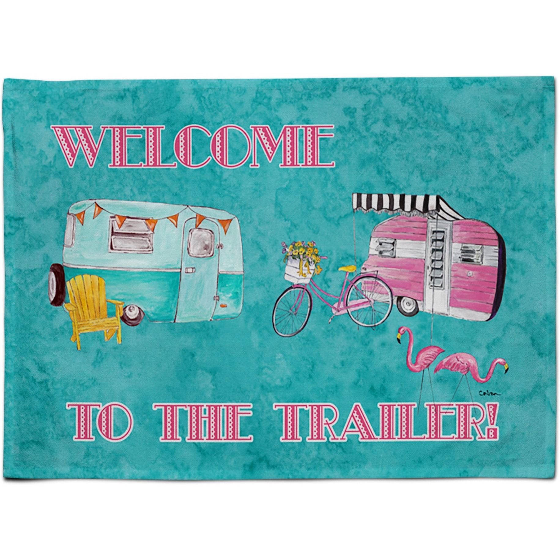 &quotCaroline's Treasures 8760PLMT Welcome To The Trailer Fabric Placemat, Multicolor"