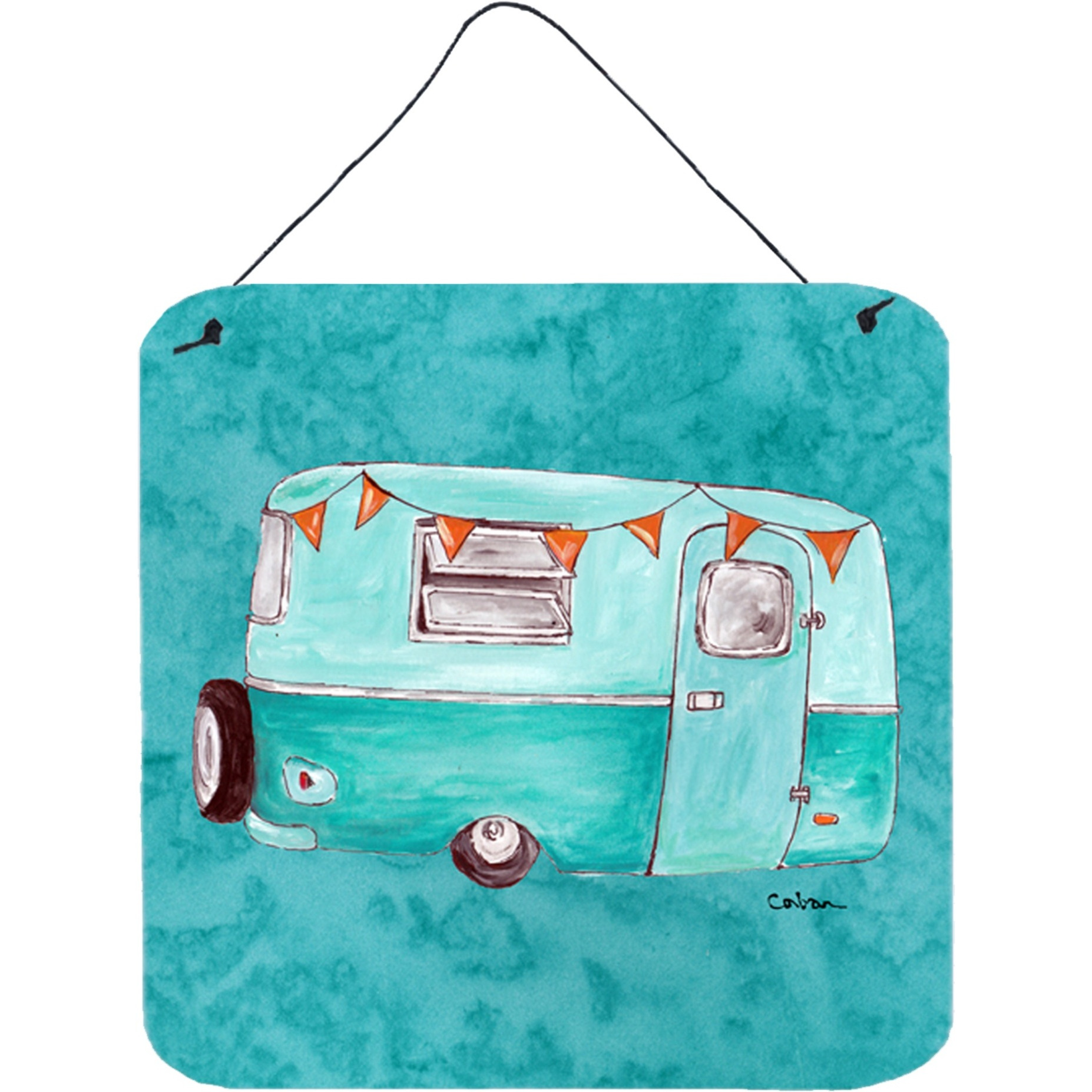 &quotCaroline's Treasures 8762DS66 Welcome to the Trailer Aluminum Metal Wall or Door Hanging Prints, 6 x 6"", Multicolor"
