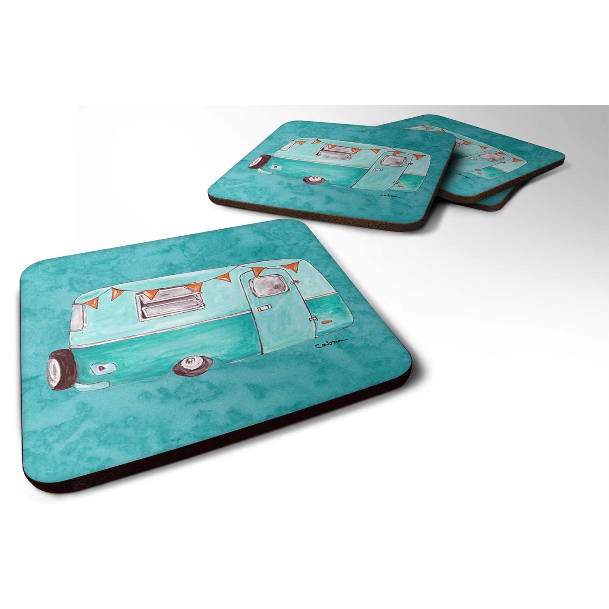&quotCaroline's Treasures 8762FC Welcome to the Trailer Foam Coasters (Set of 4), 3.5"" H x 3.5"" W, Multicolor"