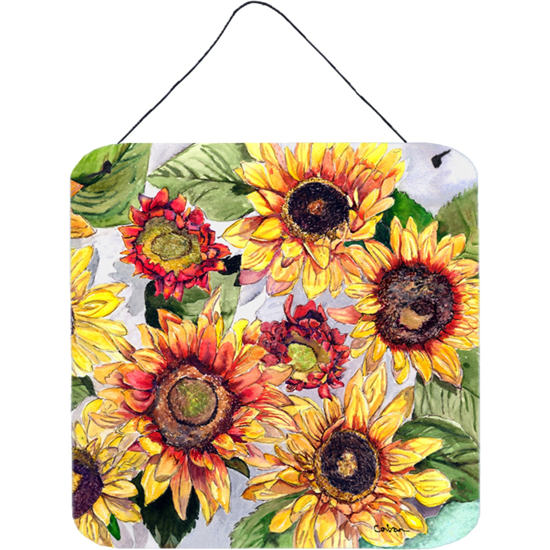 &quotCaroline's Treasures 8766DS66 Flower-Sunflower Aluminum Metal Wall or Door Hanging Prints, 6 x 6"", Multicolor"