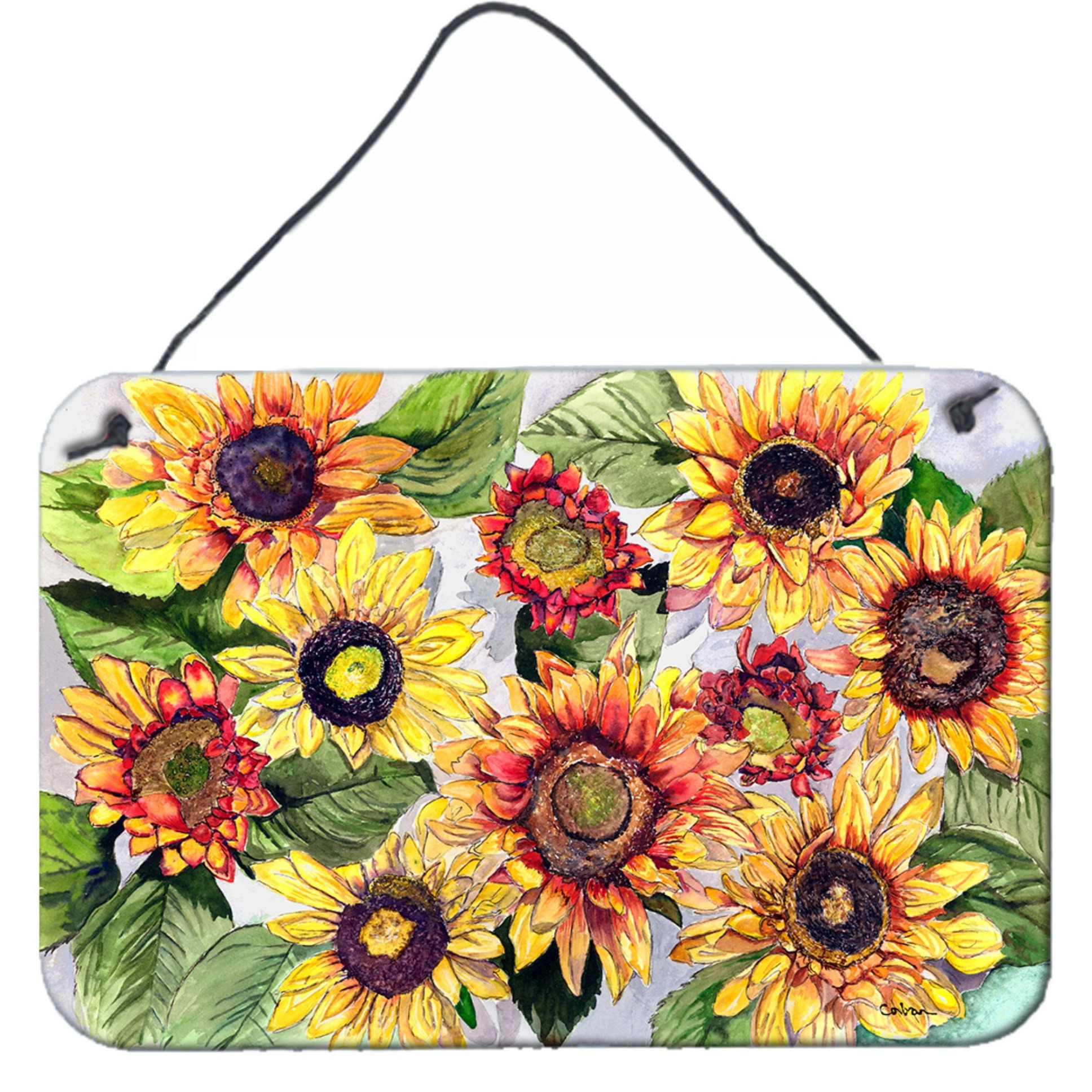 &quotCaroline's Treasures Sunflowers Aluminum Metal Wall or Door Hanging Prints, 8 x 12"""