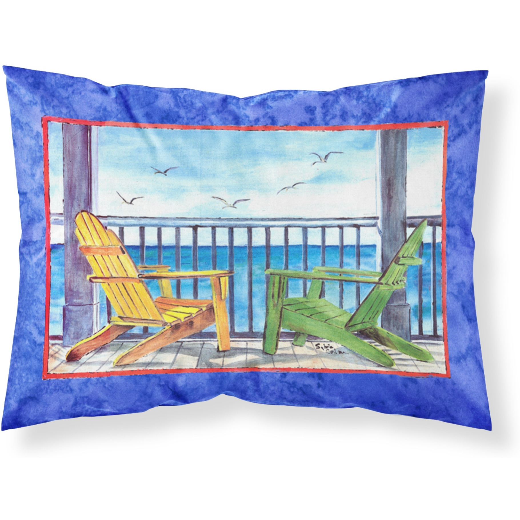 &quotCaroline's Treasures 8767PILLOWCASE Adirondack Chairs Blue Moisture Wicking Fabric Standard Pillowcase, Large, Multicolor"