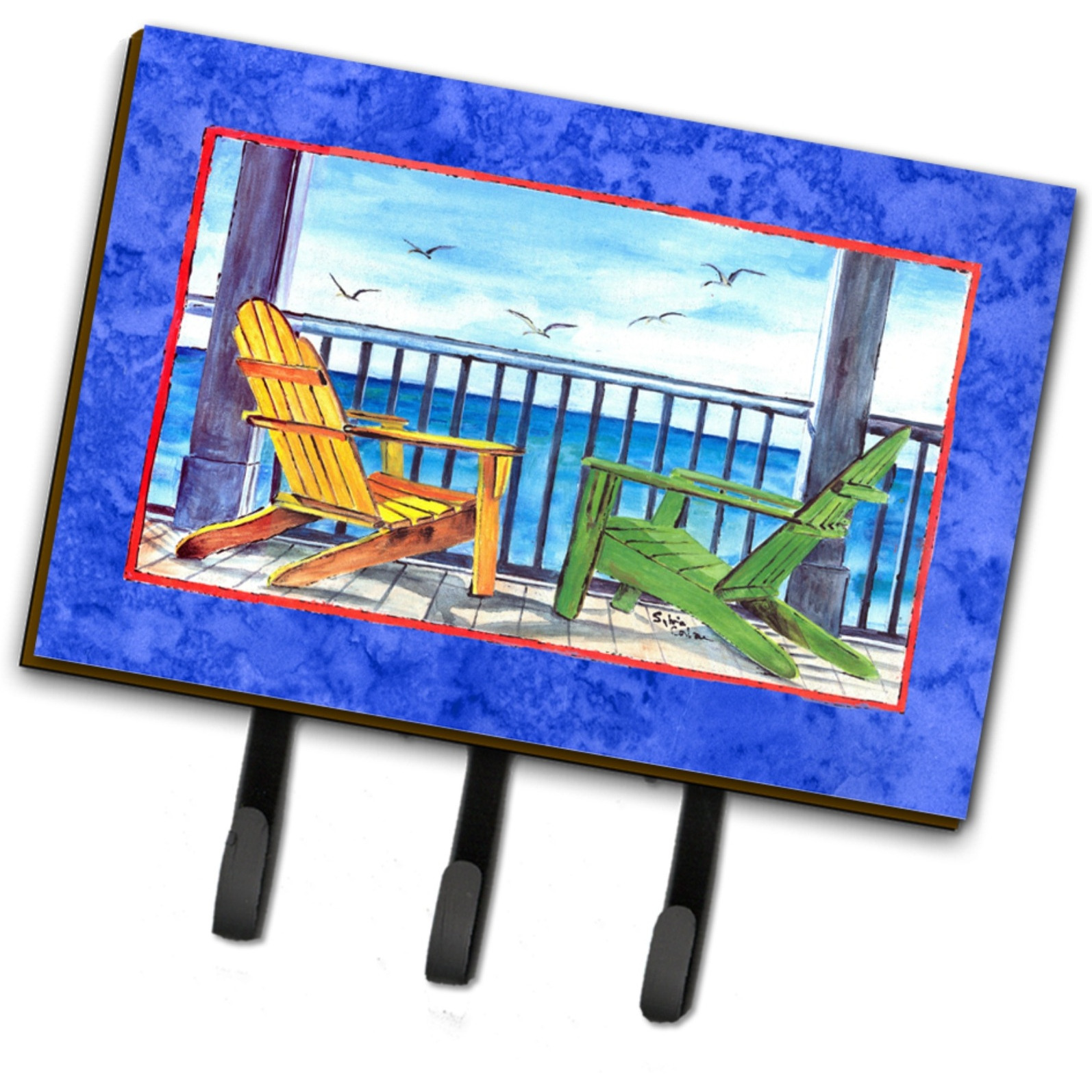 &quotCaroline's Treasures 8767TH68 Adirondack Chairs Blue Leash or Key Holder, Large, Multicolor"