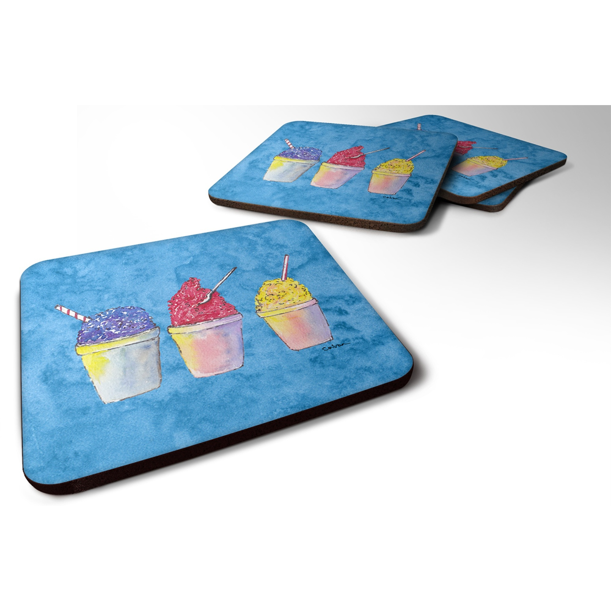 &quotCaroline's Treasures 8780FC Snowballs Foam Coasters (Set of 4), 3.5"" H x 3.5"" W, Multicolor"