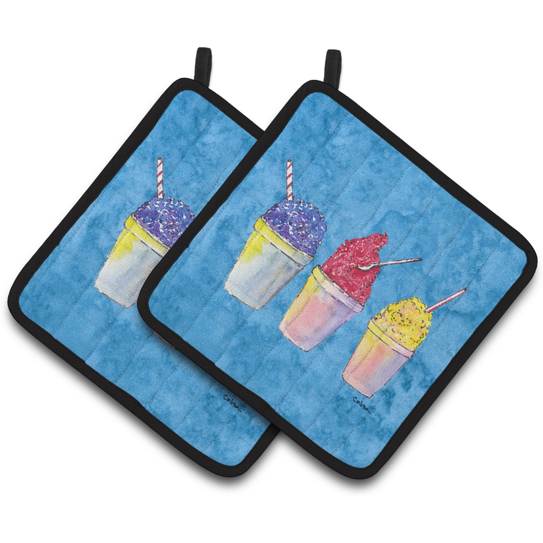 &quotCaroline's Treasures Snowballs & Snowcones Pair of Pot Holders 8780PTHD, 7.5HX7.5W, Multicolor"
