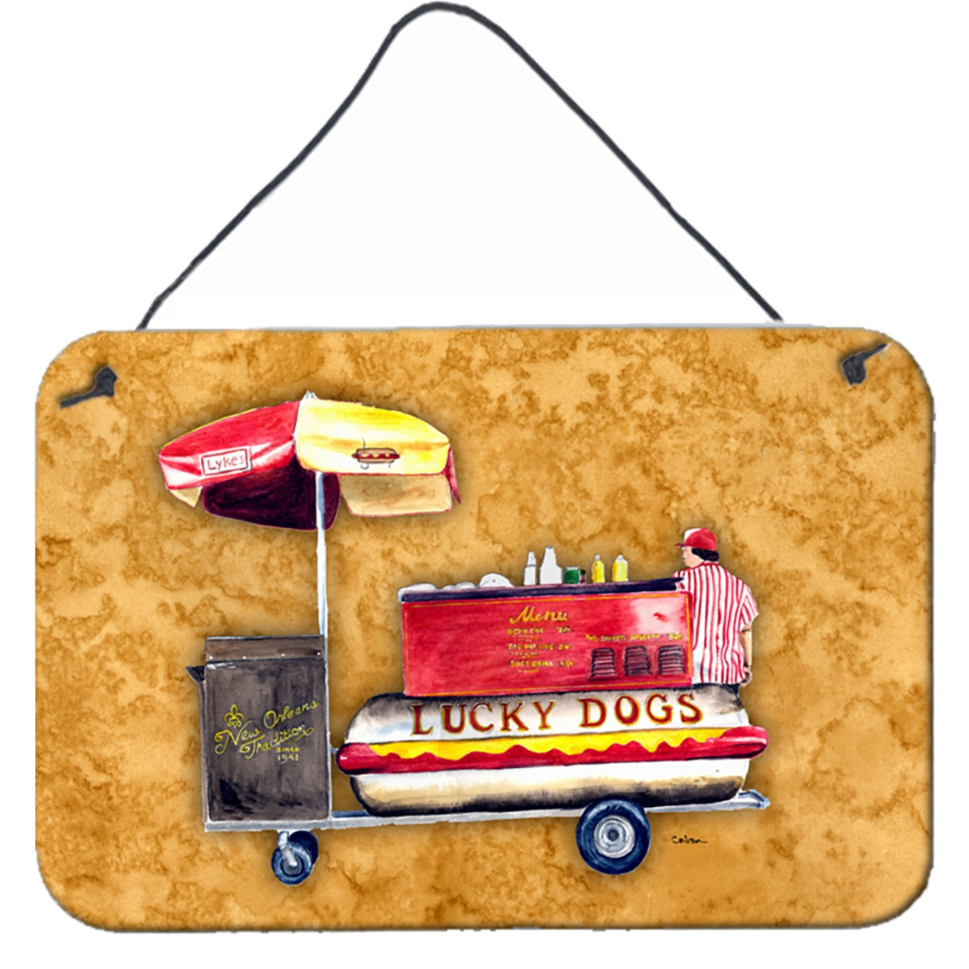 &quotCaroline's Treasures Hot Dog Indoor Aluminum Metal Wall or Door Hanging Prints, 8 x 12"", Multicolor"
