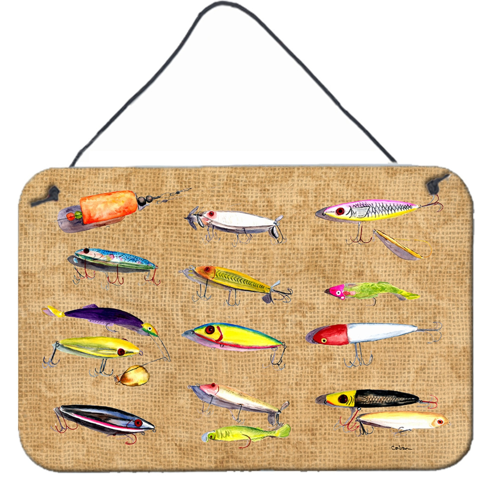 &quotCaroline's Treasures Fishing Lures Aluminum Metal Wall or Door Hanging Prints, 8 x 12"""