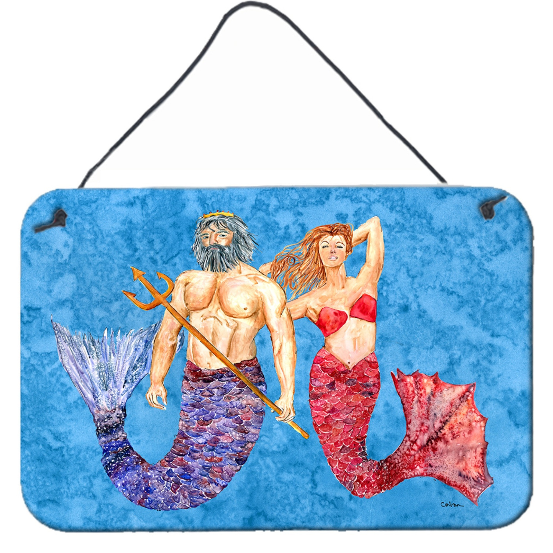 &quotCaroline's Treasures Mermaid and Merman Aluminum Metal Wall or Door Hanging Prints, 8 x 12"""