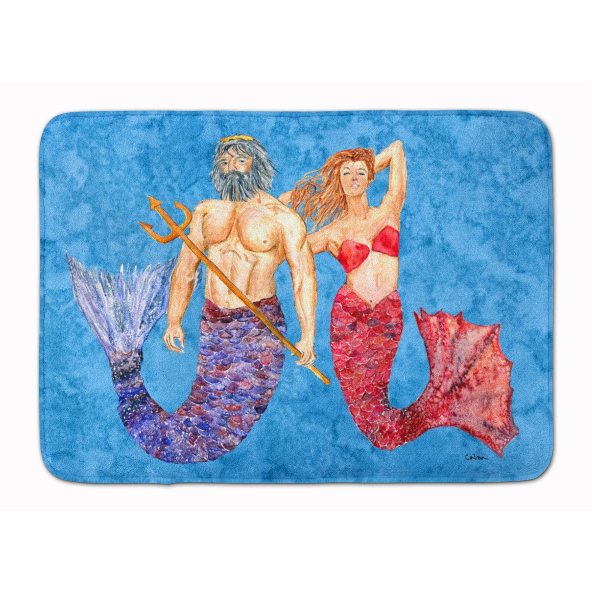 &quotCaroline's Treasures Mermaid and Merman Floor Mat, 19"" x 27"", Multicolor"
