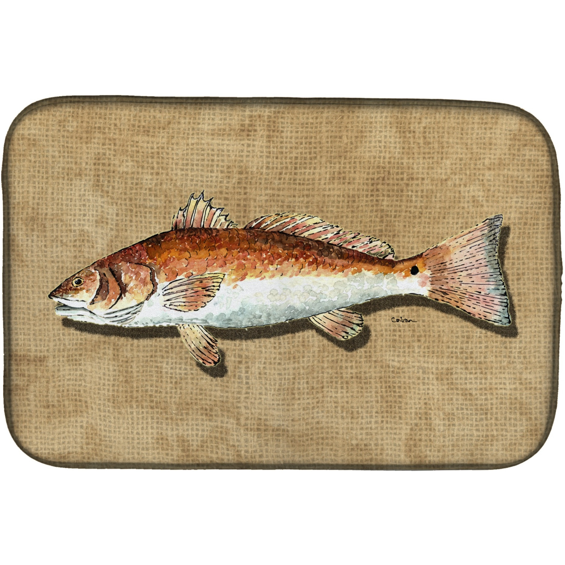 &quotCaroline's Treasures Red Fish Dish Drying Mat, 14"" x 21"", Multicolor"