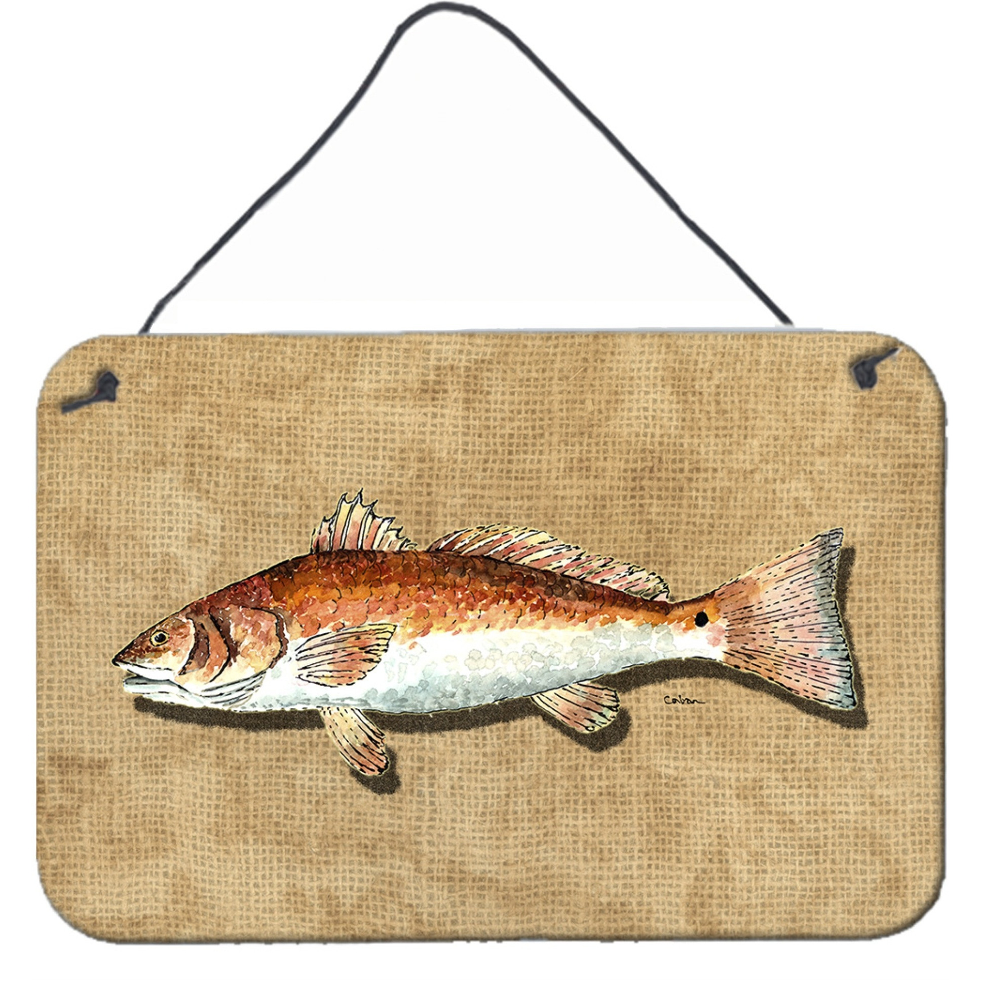&quotCaroline's Treasures 8807DS812 Red Fish Aluminum Metal Wall or Door Hanging Prints, 8 x 12"""