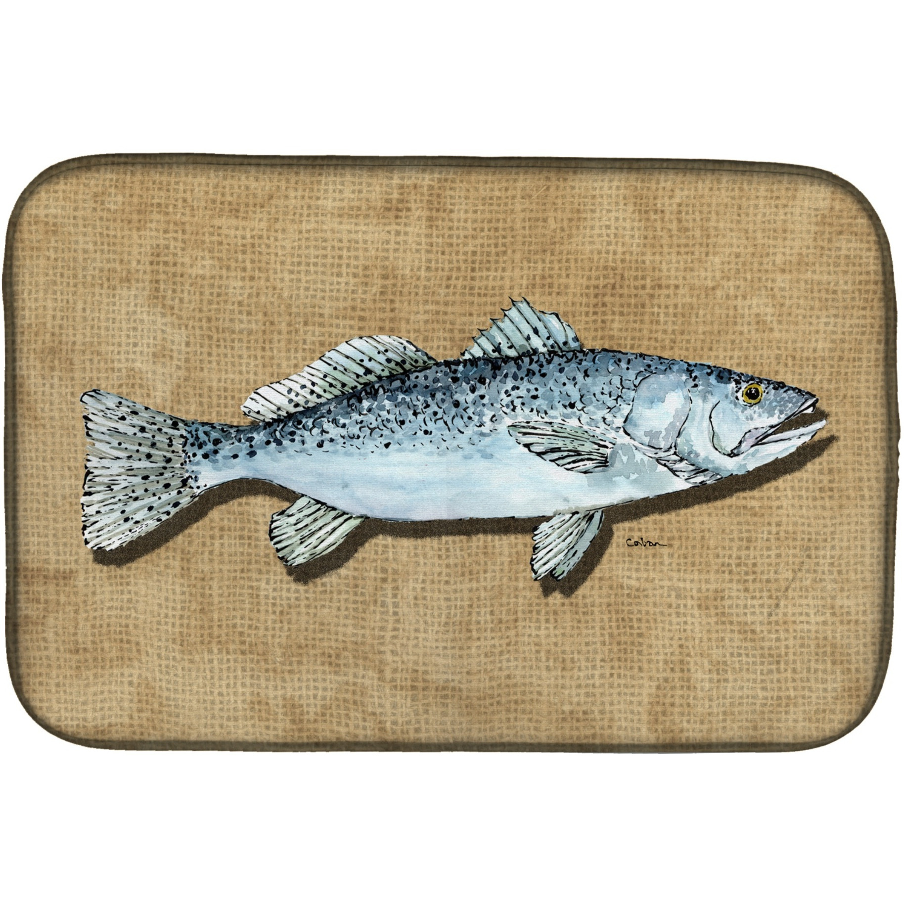 &quotCaroline's Treasures Speckled Trout Dish Drying Mat, 14"" x 21"", Multicolor"