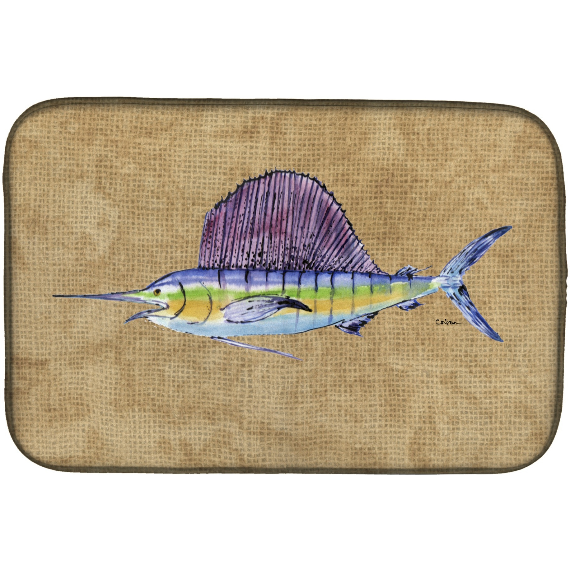 &quotCaroline's Treasures Swordfish Dish Drying Mat, 14"" x 21"", Multicolor"