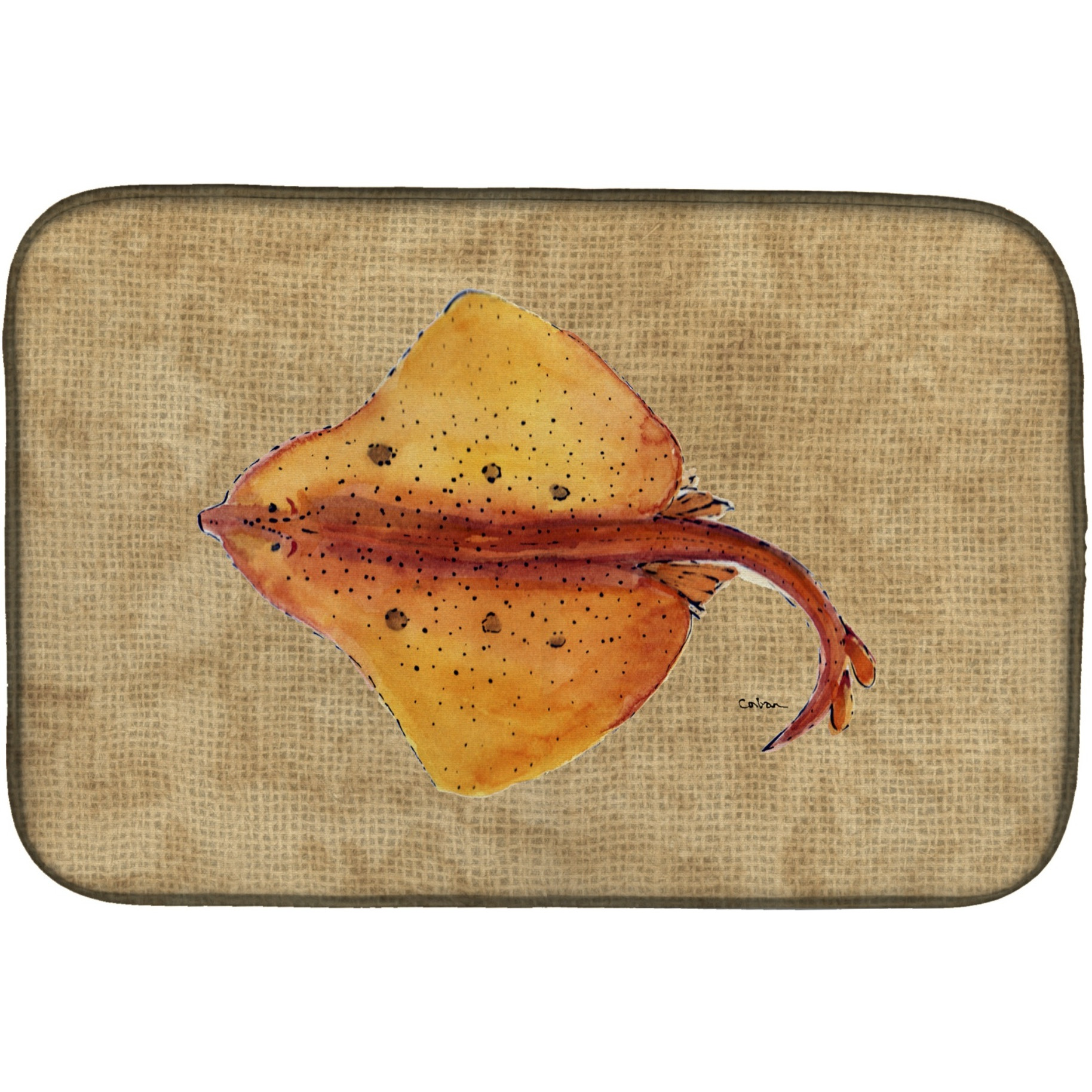 &quotCaroline's Treasures Blonde Ray Stingray Dish Drying Mat, 14"" x 21"", Multicolor"