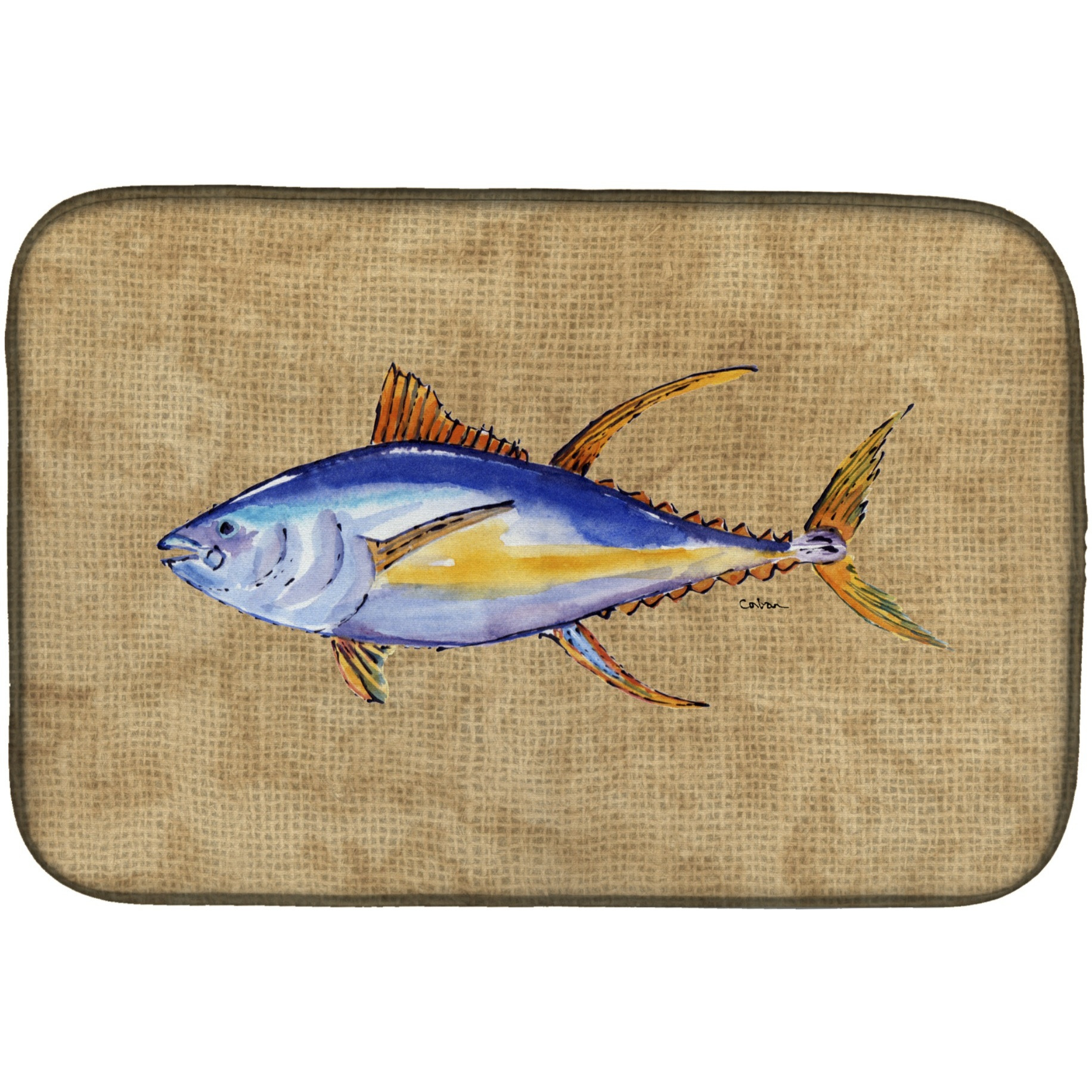 &quotCaroline's Treasures Tuna Fish Dish Drying Mat, 14"" x 21"", Multicolor"