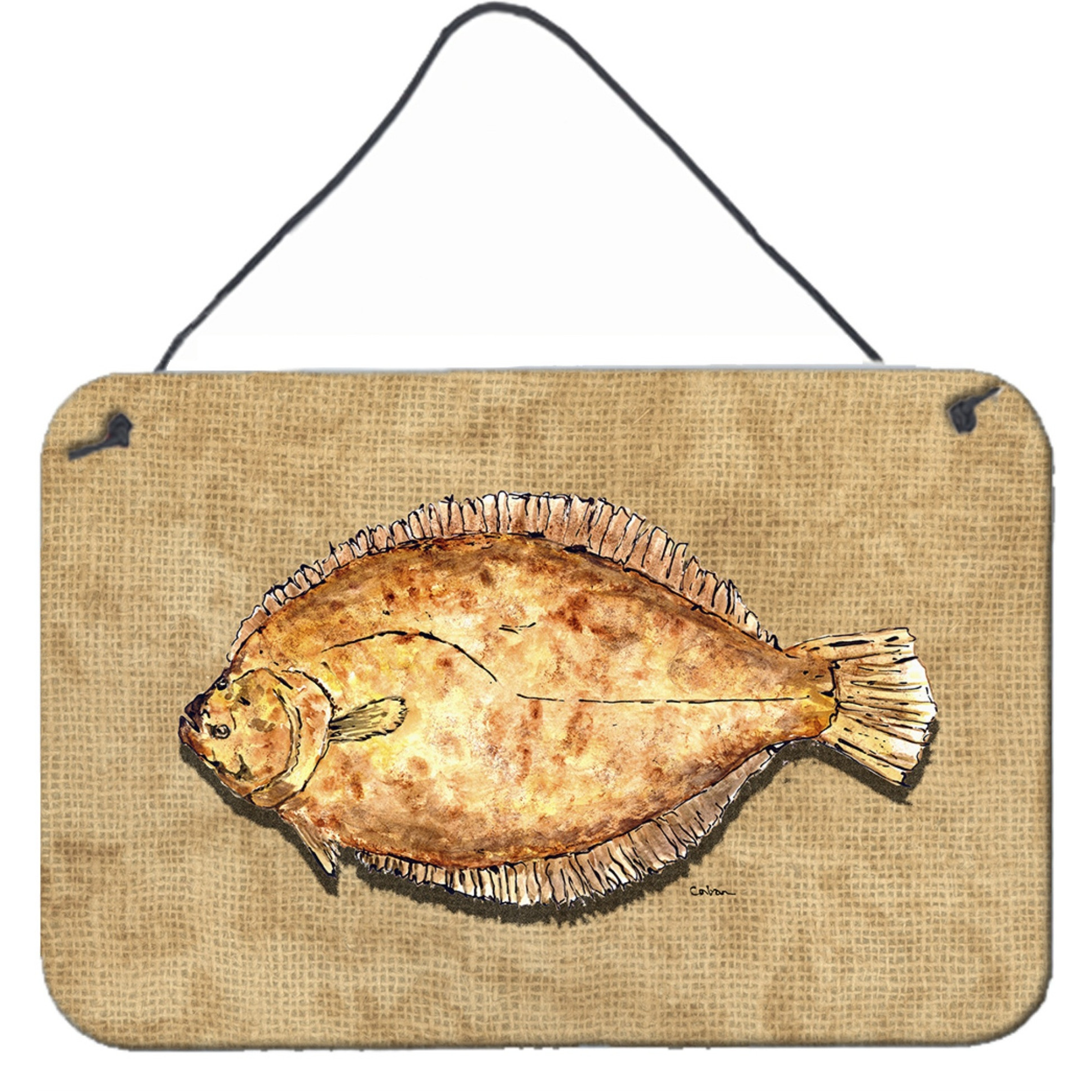 &quotCaroline's Treasures Flounder Aluminum Metal Wall or Door Hanging Prints, 8 x 12"""