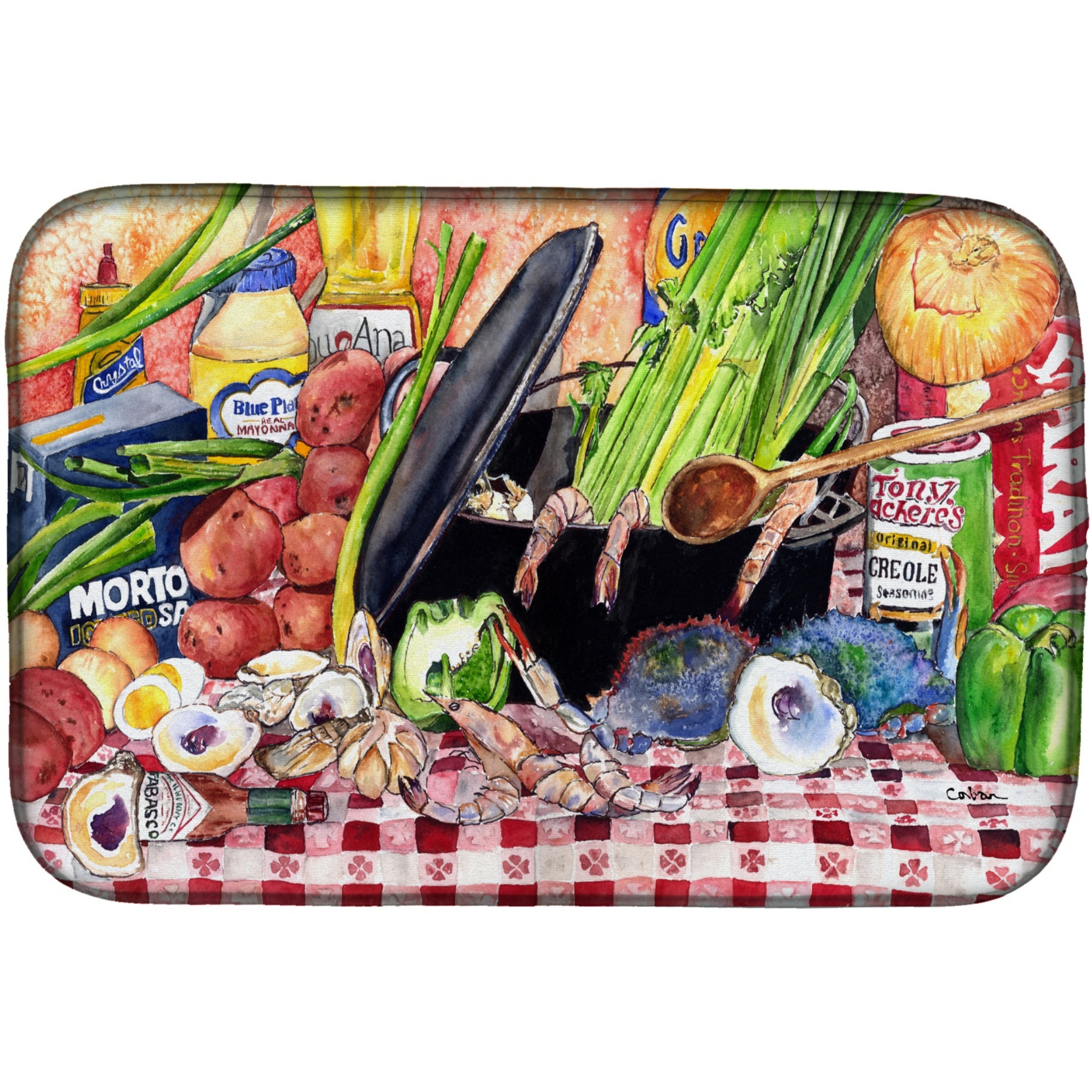 &quotCaroline's Treasures Gumbo And Potato Salad Dish Drying Mat, 14"" x 21"", Multicolor"