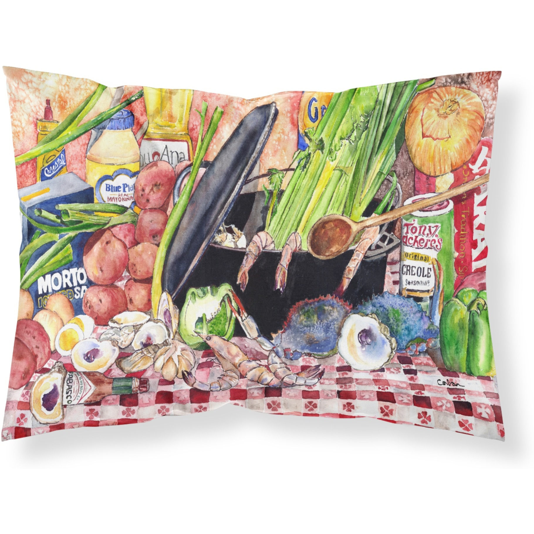 &quotCaroline's Treasures 8825PILLOWCASE Gumbo And Potato Salad Moisture Wicking Fabric Standard Pillowcase, Large, Multicolor"