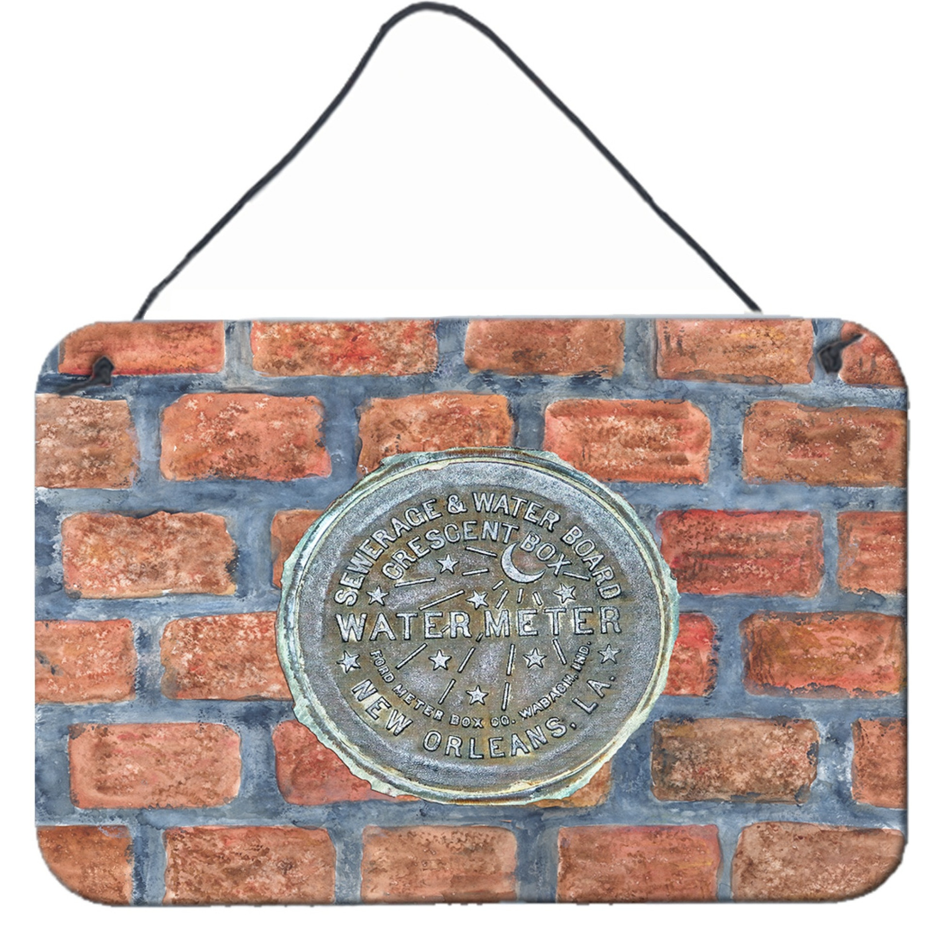 &quotCaroline's Treasures New Orleans Water Meter on Bricks Aluminum Metal Wall or Door Hanging Prints, 8 x 12"""