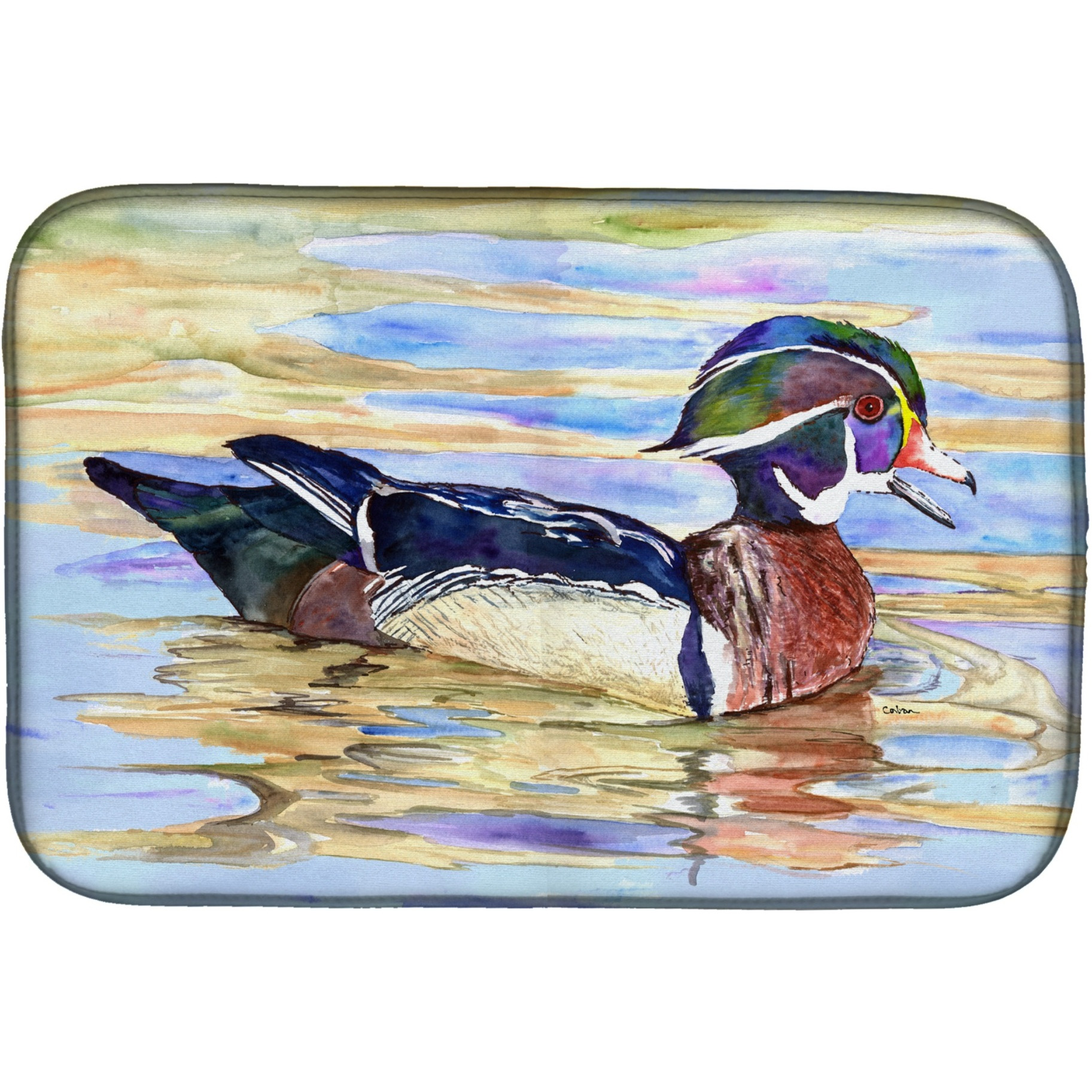 &quotCaroline's Treasures Wood Duck Dish Drying Mat, 14"" x 21"", Multicolor"