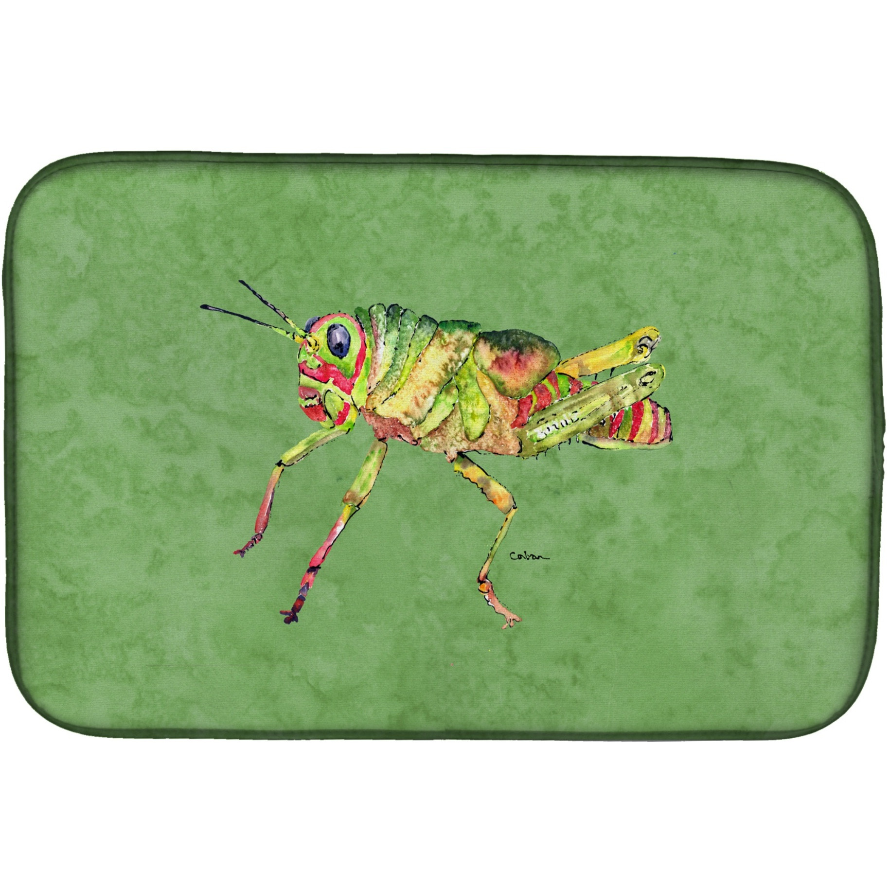&quotCaroline's Treasures Grasshopper On Avocado Dish Drying Mat, 14"" x 21"", Multicolor"