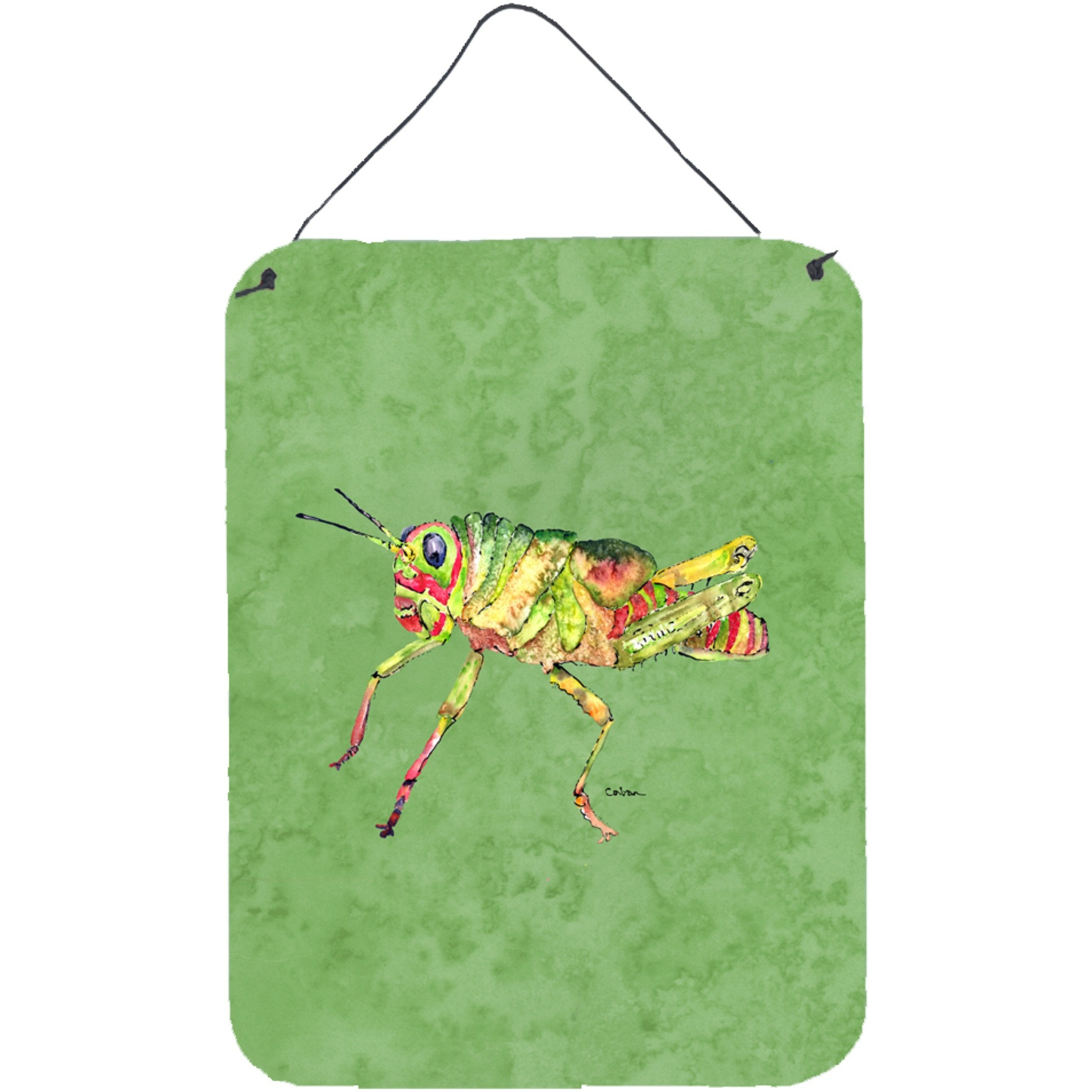 &quotCaroline's Treasures Grasshopper on Avacado Aluminium Metal Wall or Door Hanging Prints, 16"" x 12"", Multicolor"